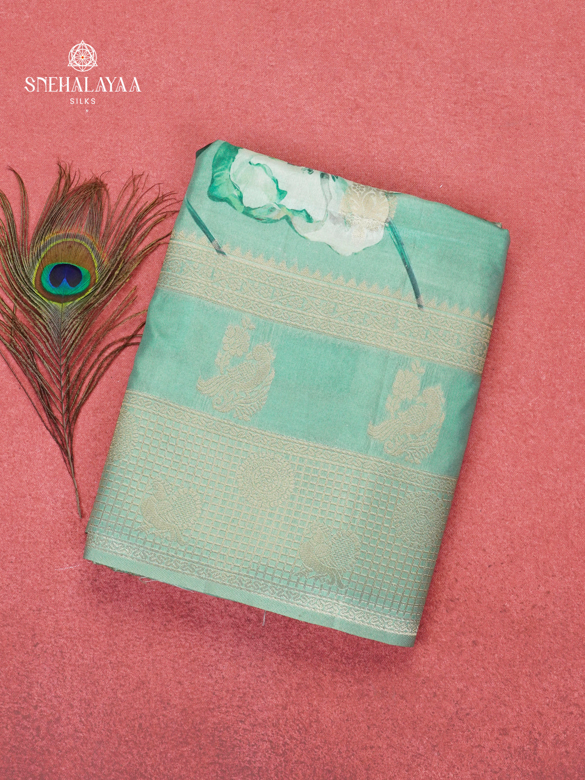 Teal Dola Silk Saree