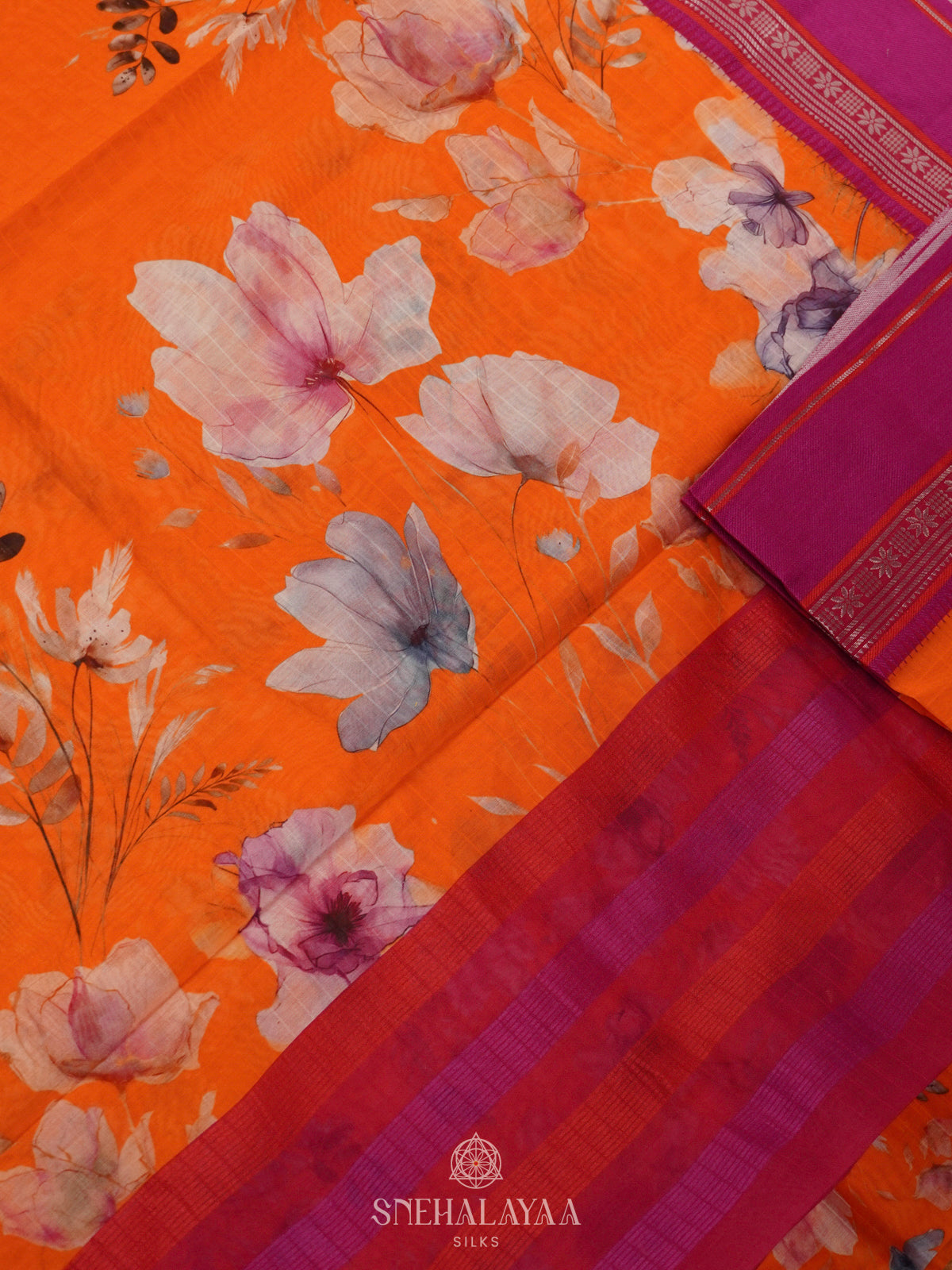 Orange Chanderi Saree