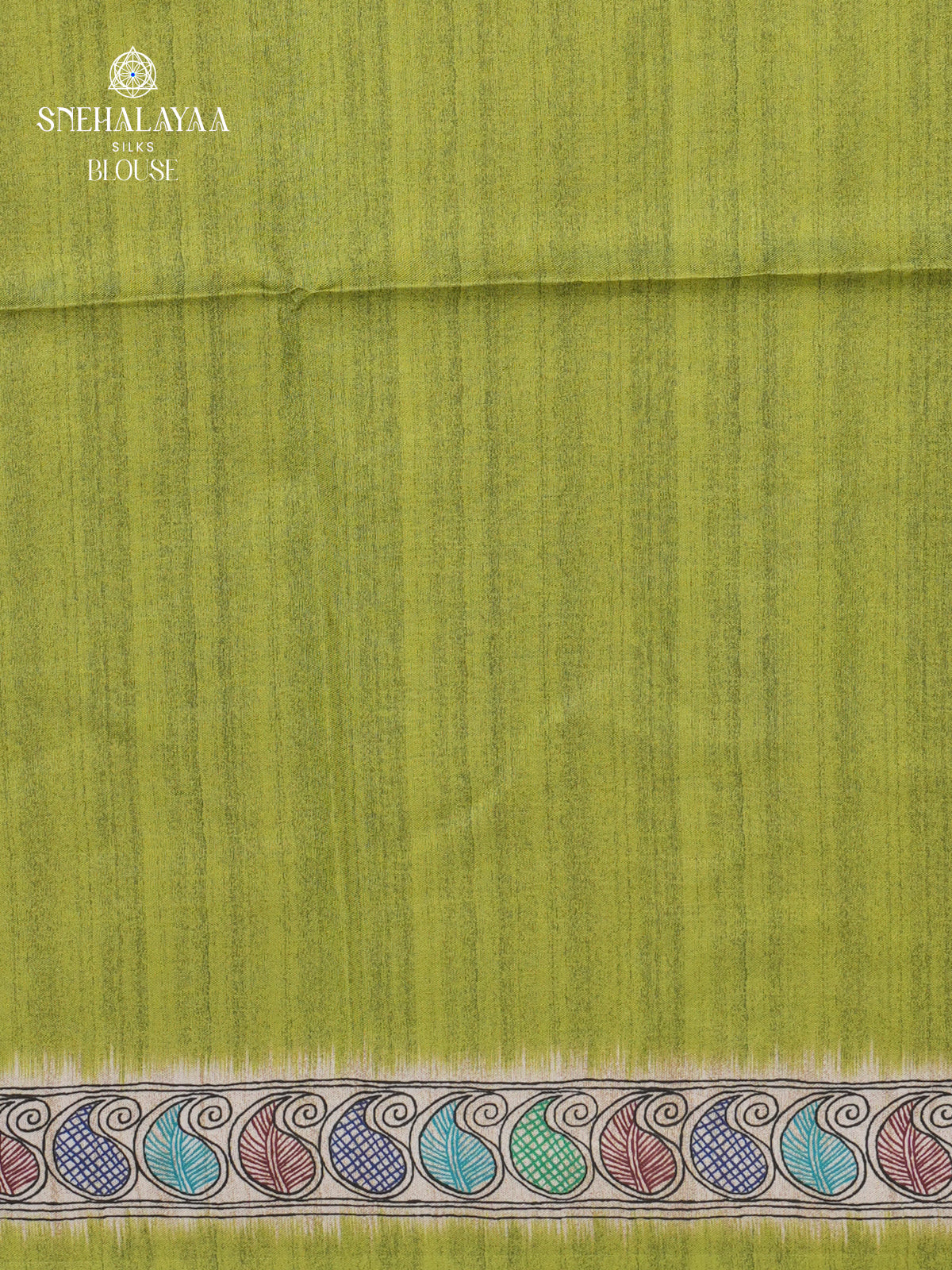 Pistachio Green Madhubani Printed Saree