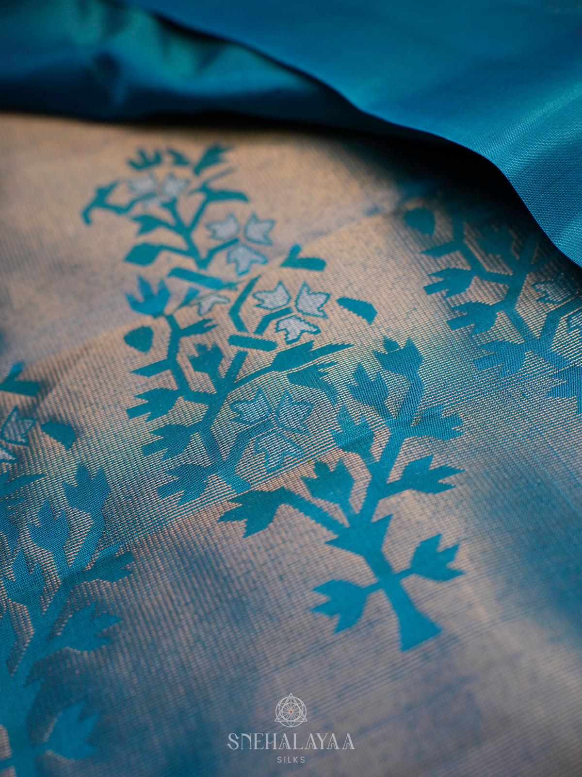 Teal Blue Kanjivaram Silk Saree