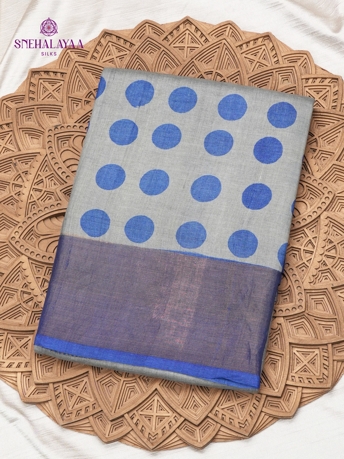 Grey Tussar Silk Saree