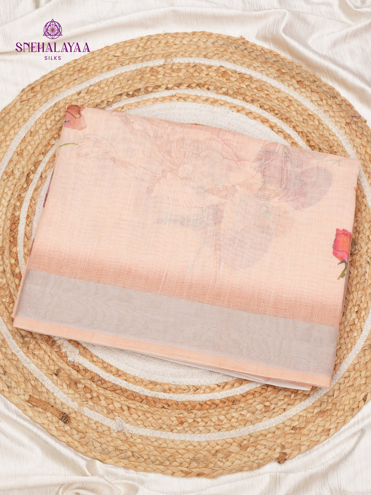 Sandal Printed Linen Saree