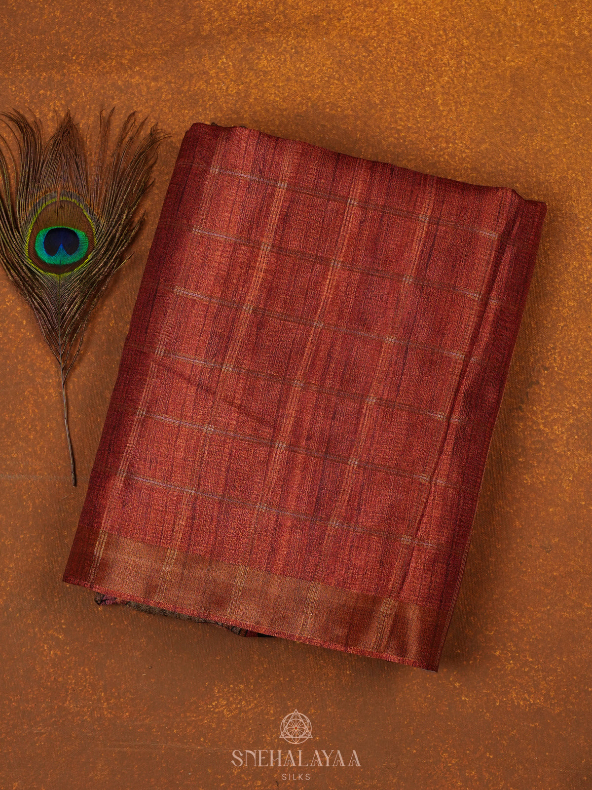 Burnt Orange Tussar Saree