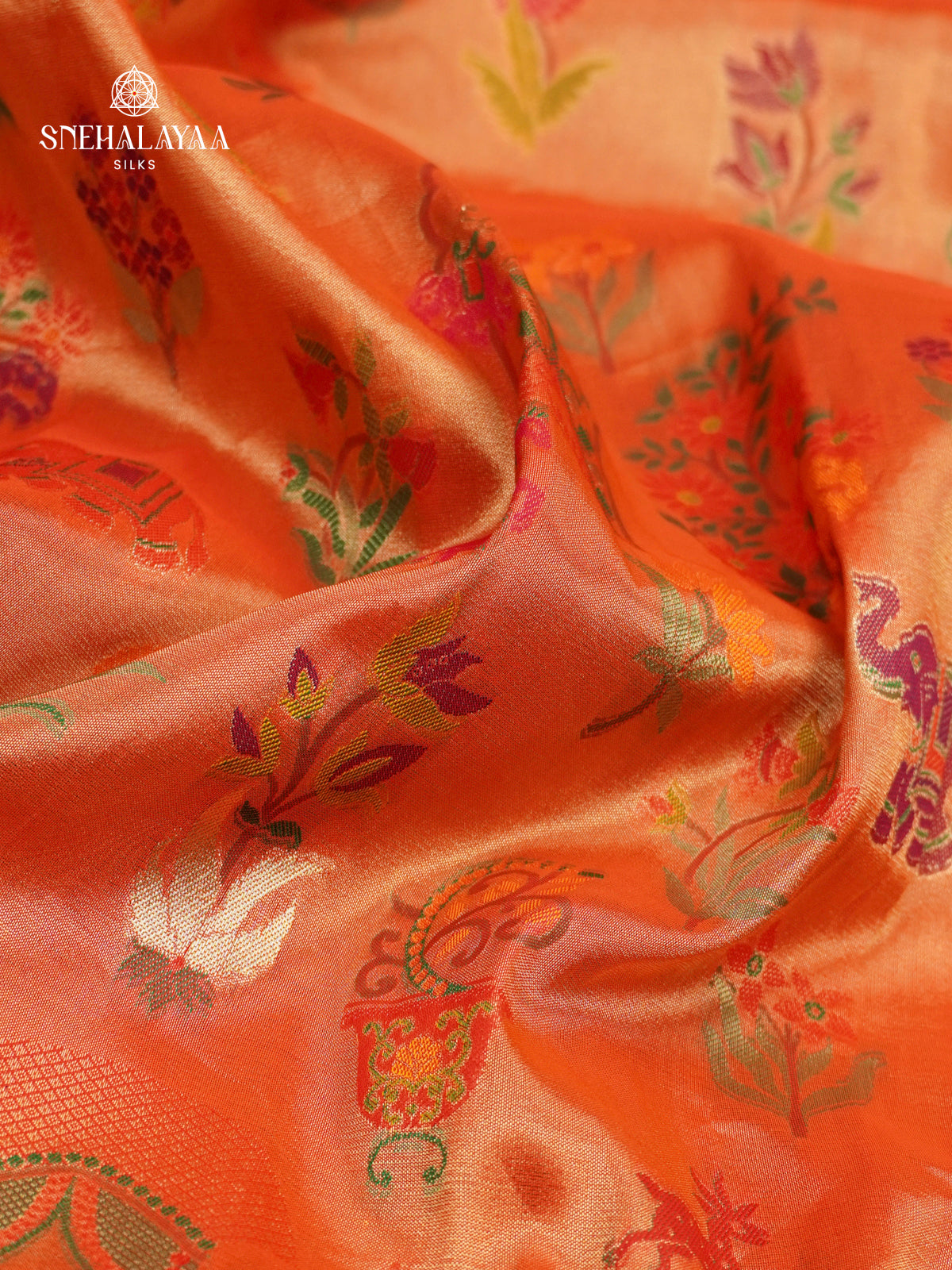 Orange Tissue Paithani Saree