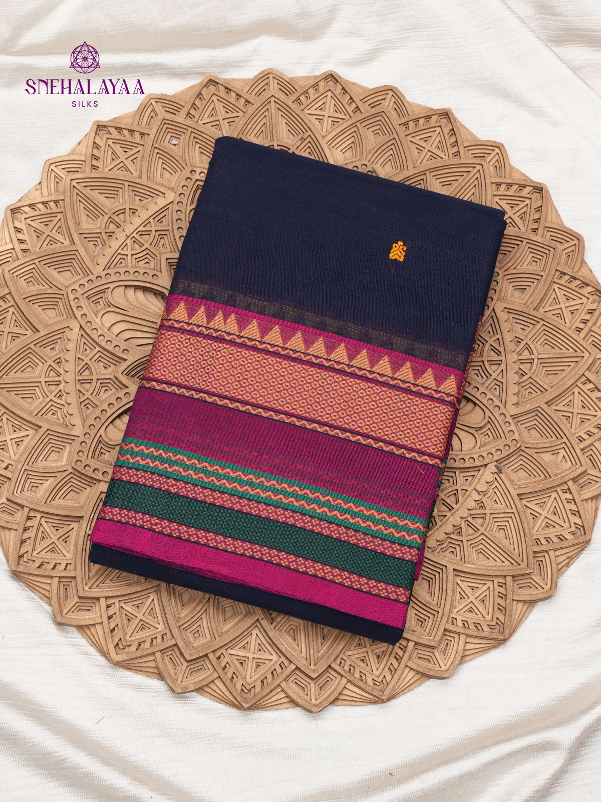 Navy Blue Chettinad Cotton Saree