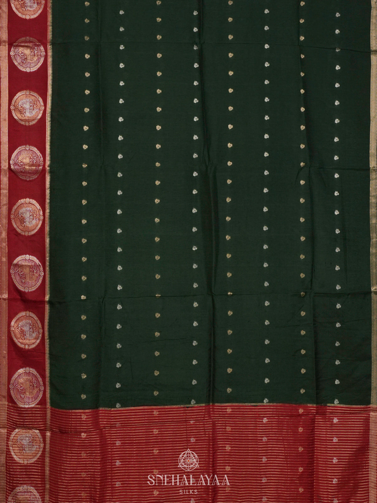 Forest Green Banaras Silk Saree