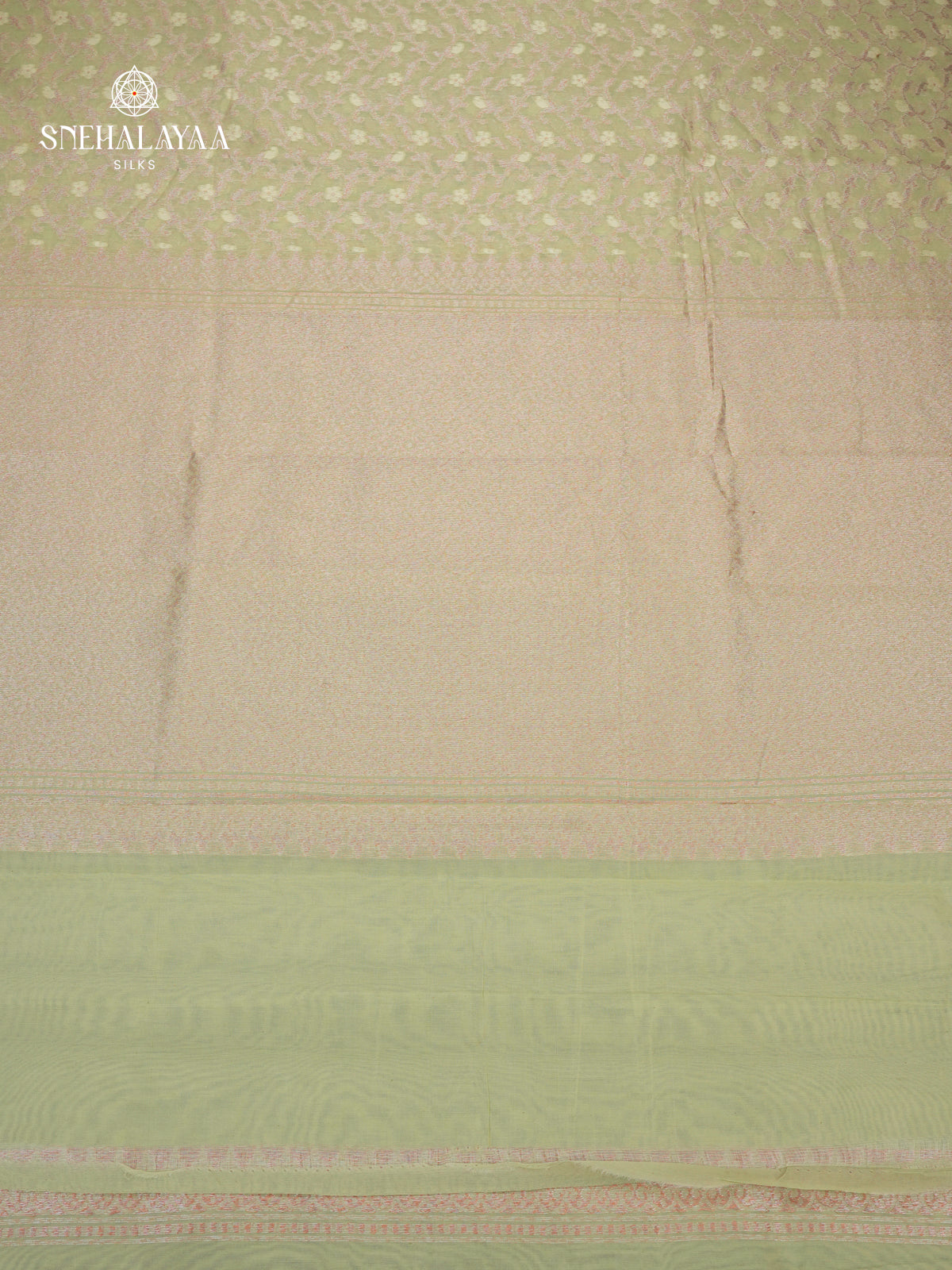 Pastel Green Chiniya Silk Saree with Silver Woven Border