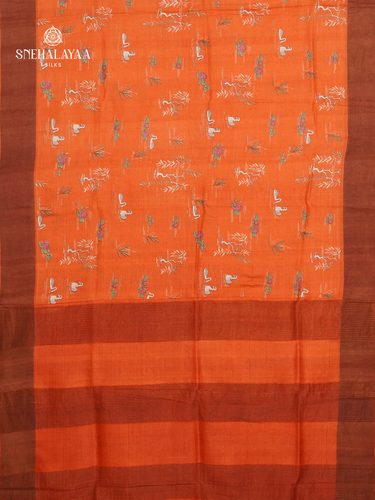 Rust Orange Tussar Saree