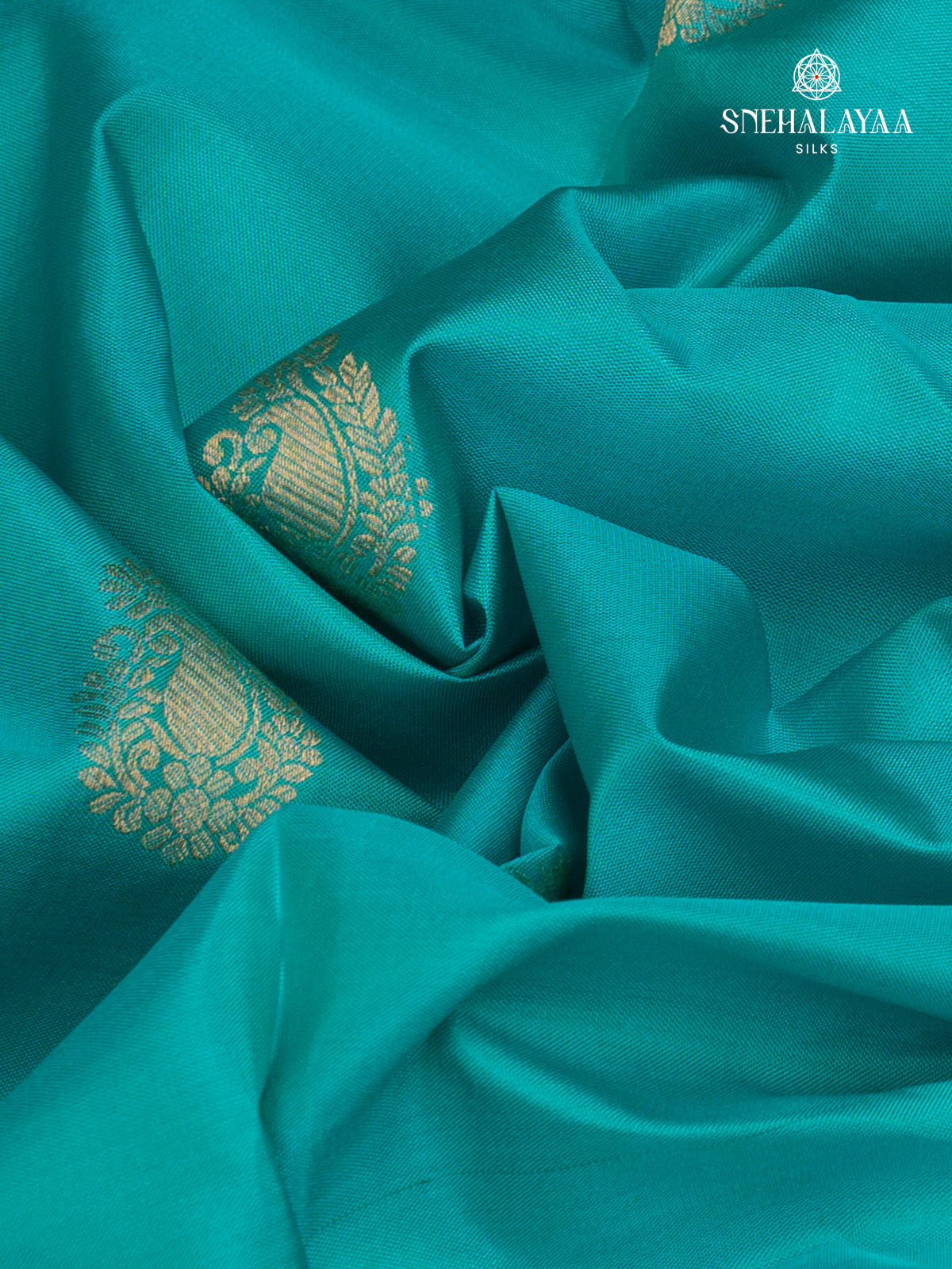 Cyan Blue Kanjivaram Silk Saree