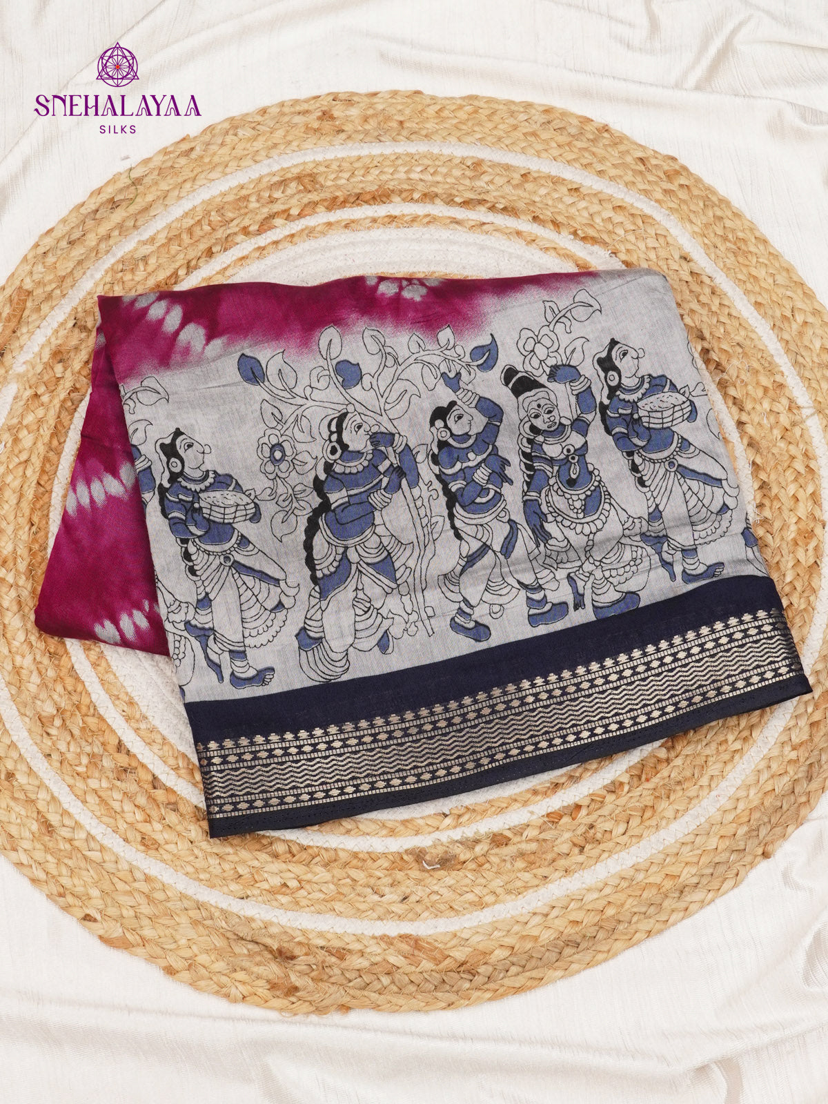 Magenta Chanderi Saree