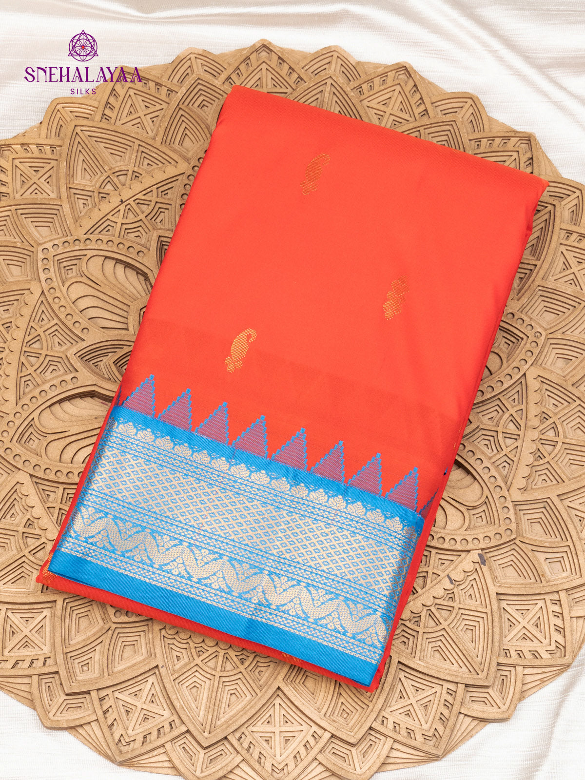 Rust Orange Gadwal Silk Saree
