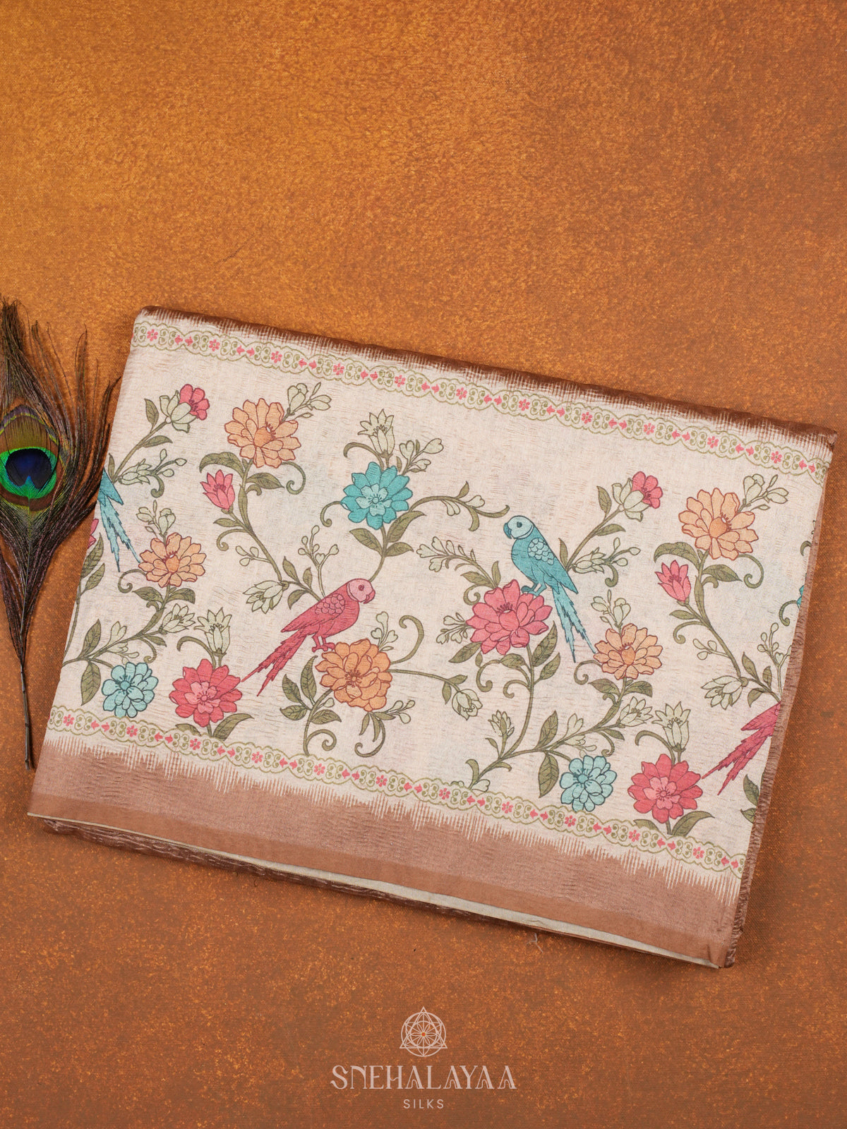 pale brown Tussar Saree