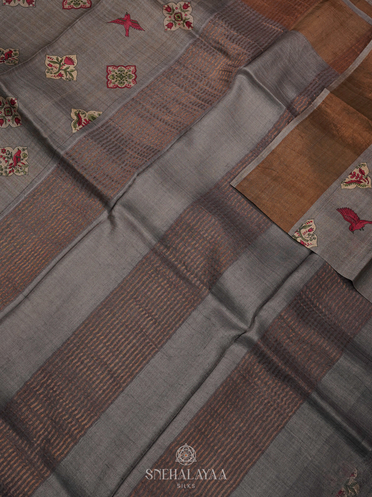 Grey Tussar Saree