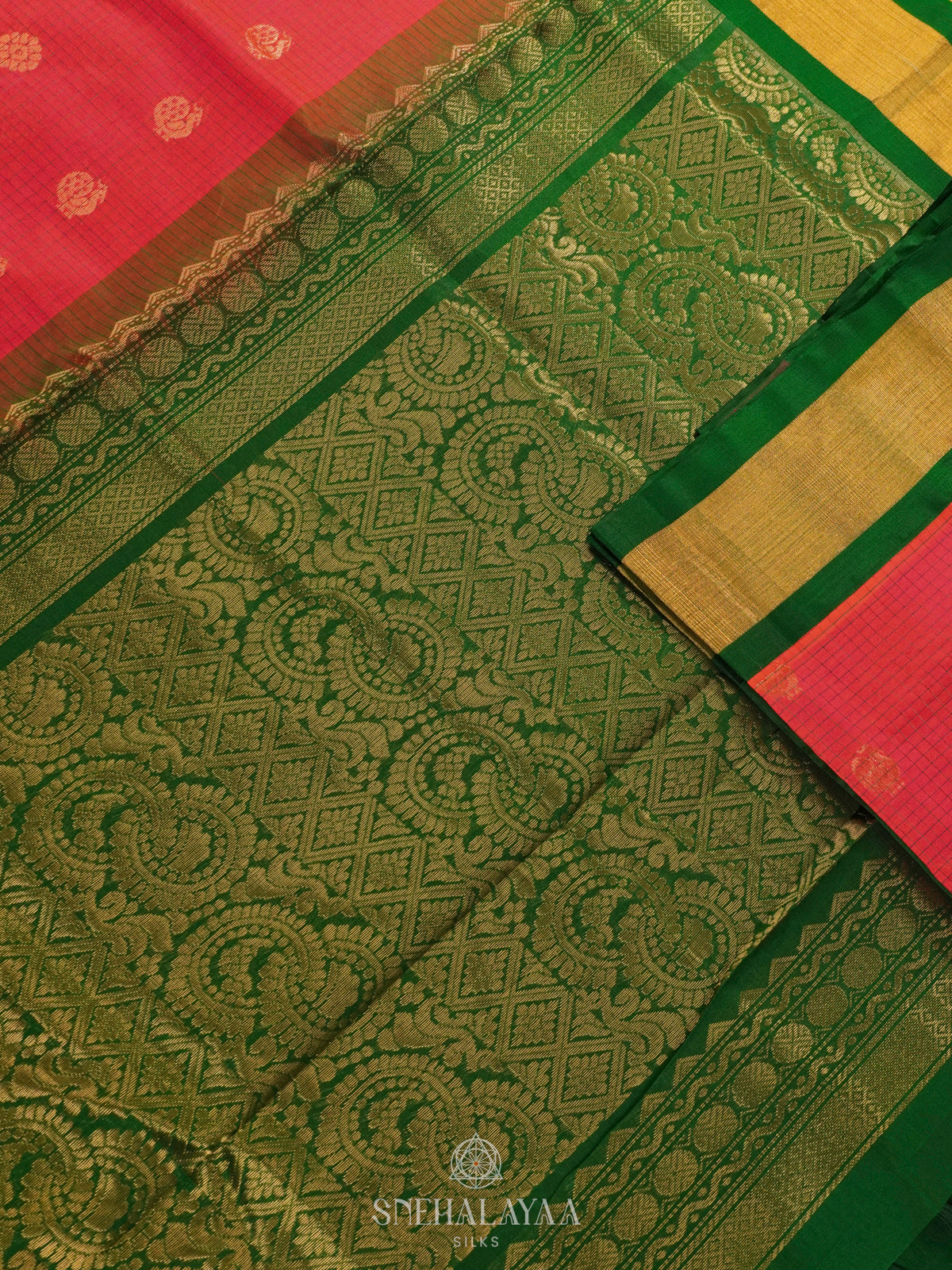 Orange Kanchi Silk Cotton Saree
