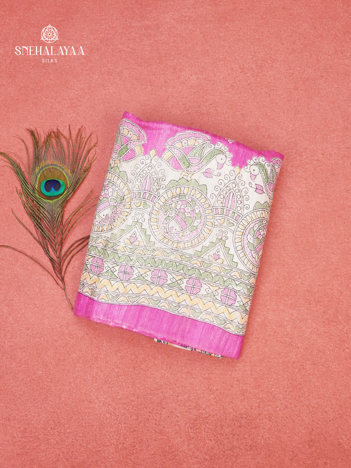 Pink Madhubani Printed Saree