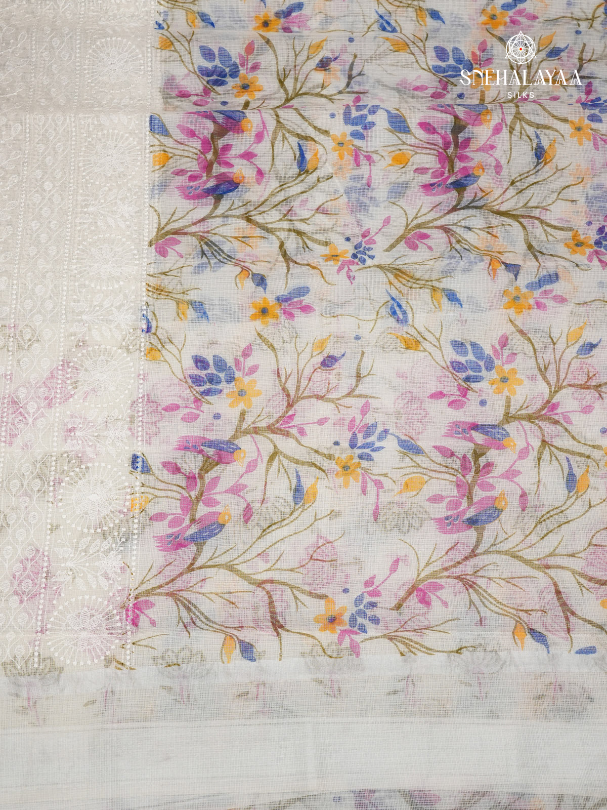 Off White Kato Embroidery Saree