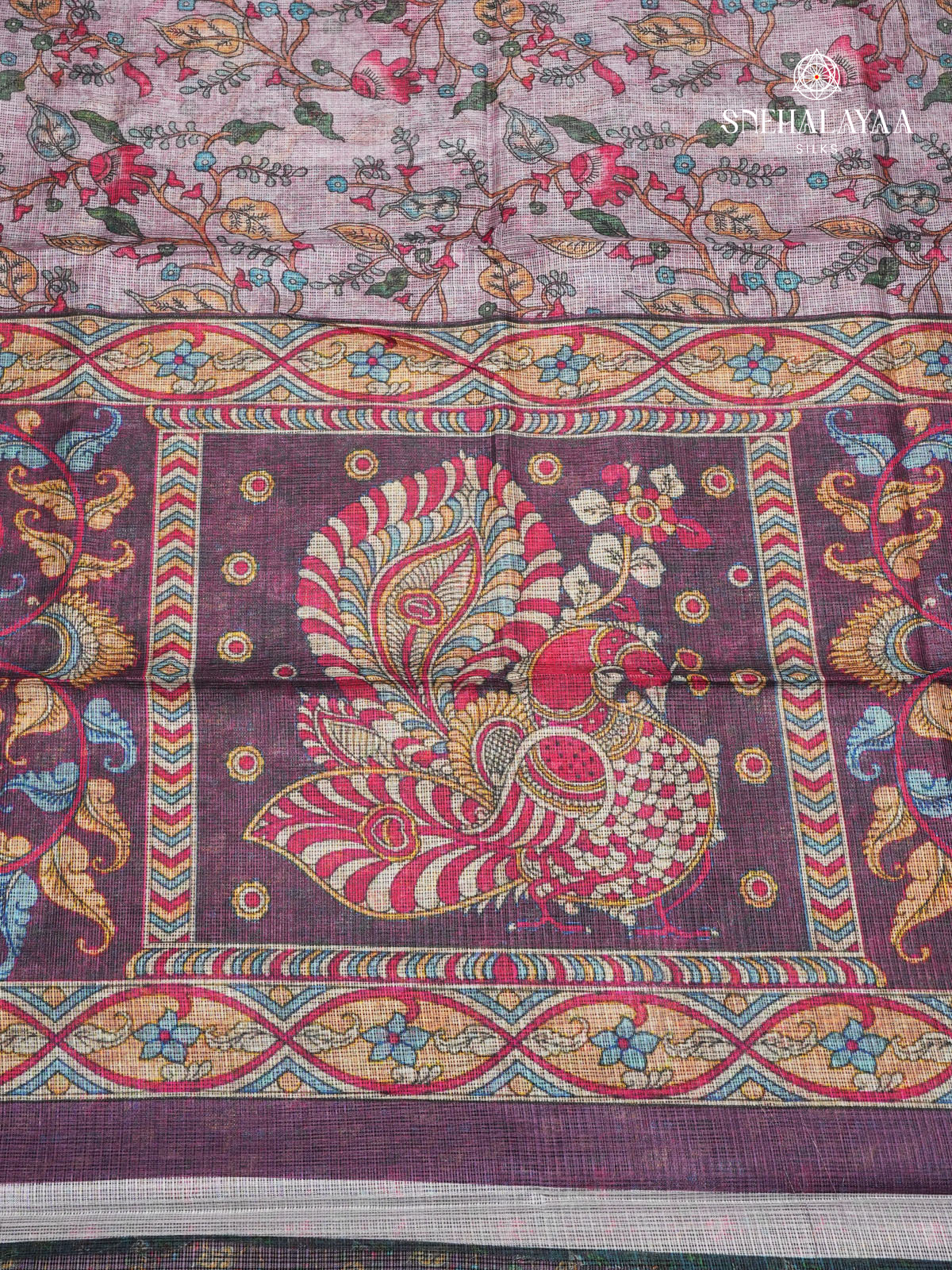 Lavender Printed Kota Saree