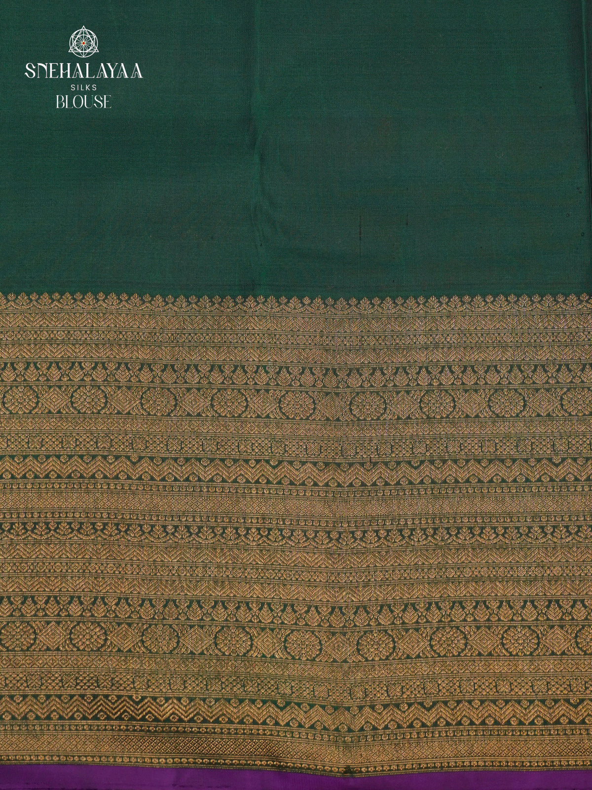 Ivory Pure Kanchipuram Silk Saree with Bottle Green Zari Border