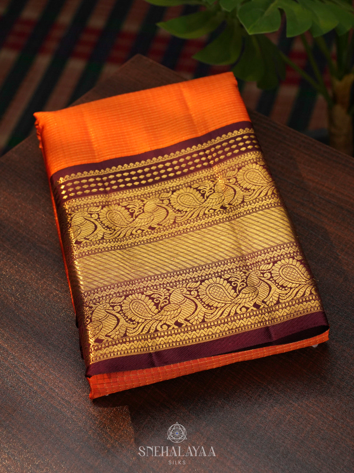 Orange Kanjivaram Silk Saree