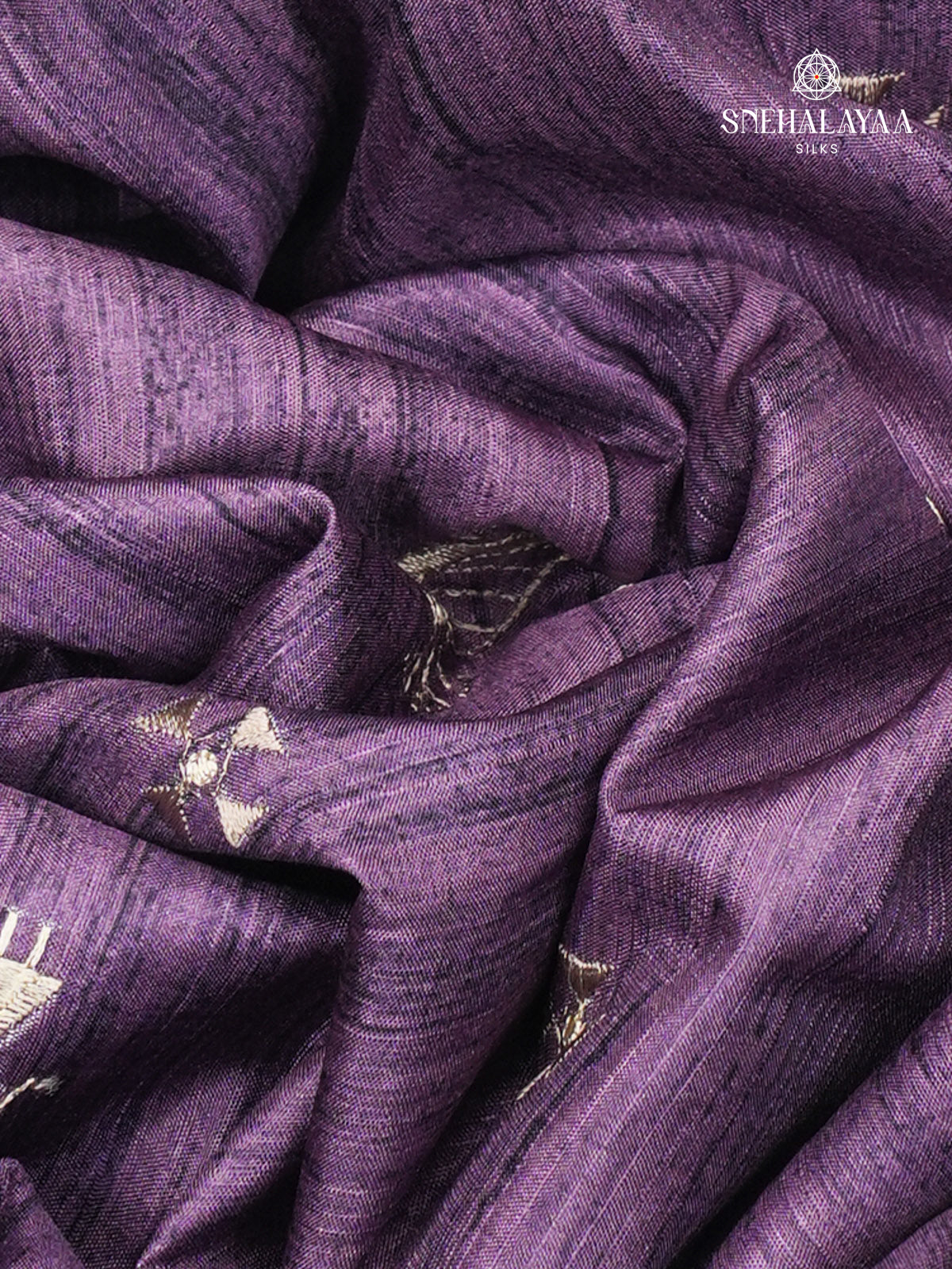 Purple Tussar Embroidery Saree