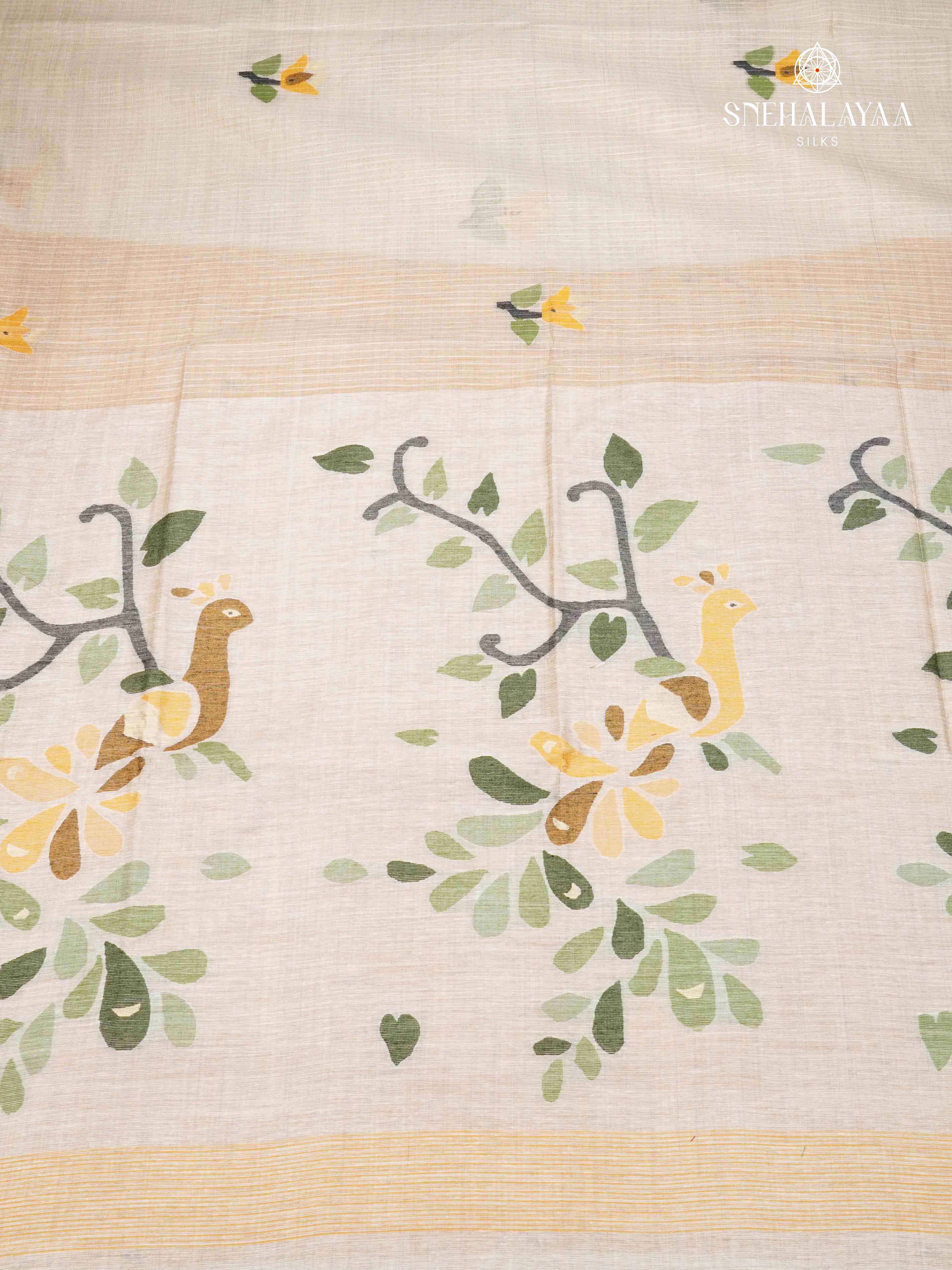 White Munga Cotton Saree