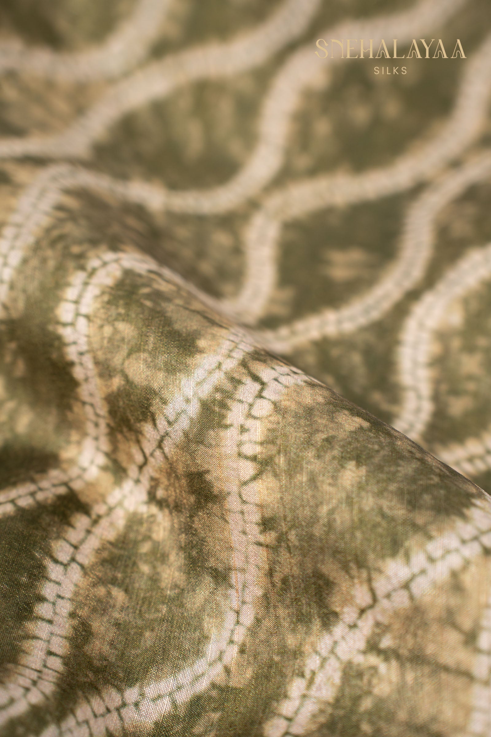 Olive Green Raw Silk Saree