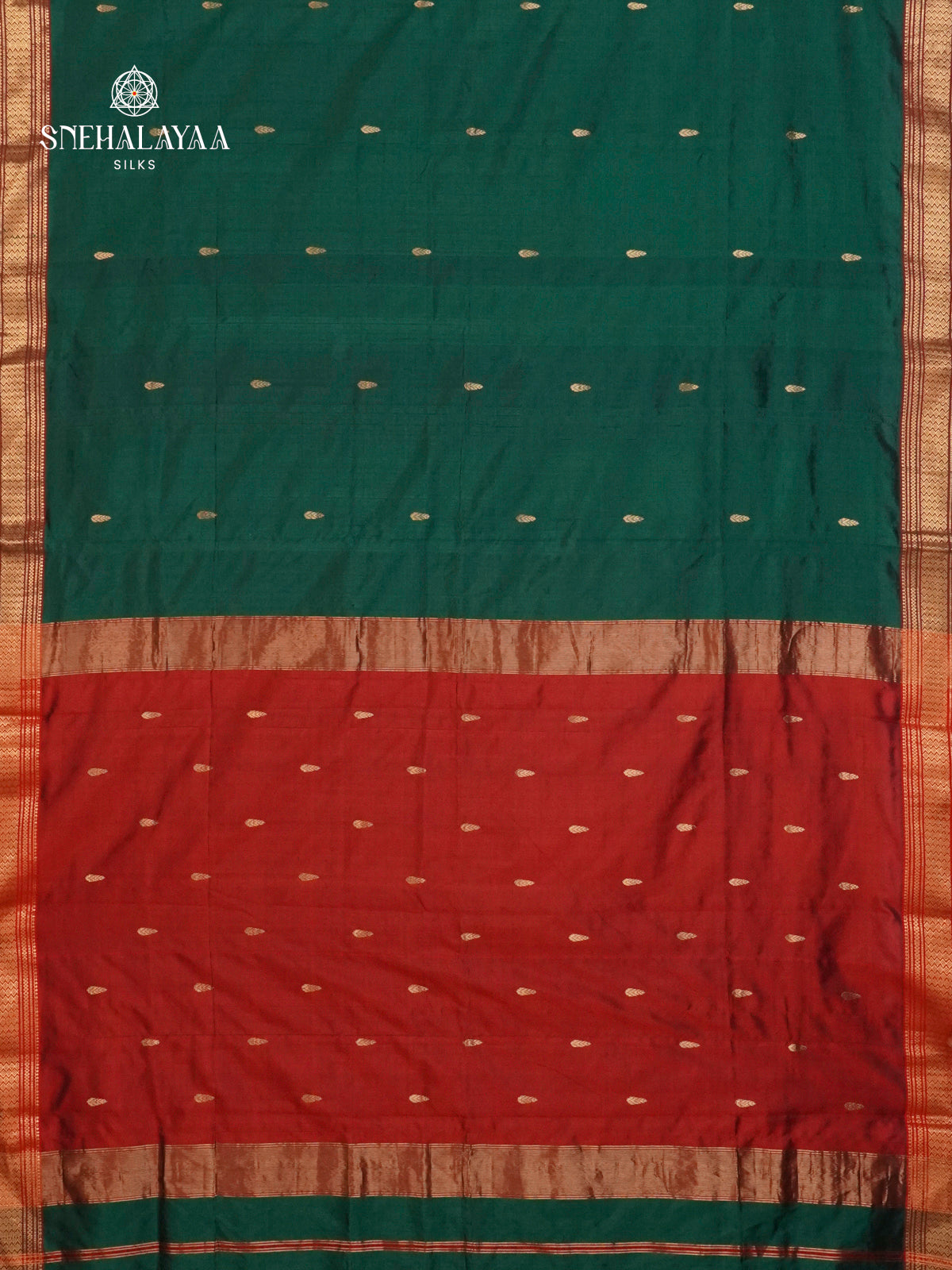 Bottle Green Maheshwari Mulbary Silk Saree
