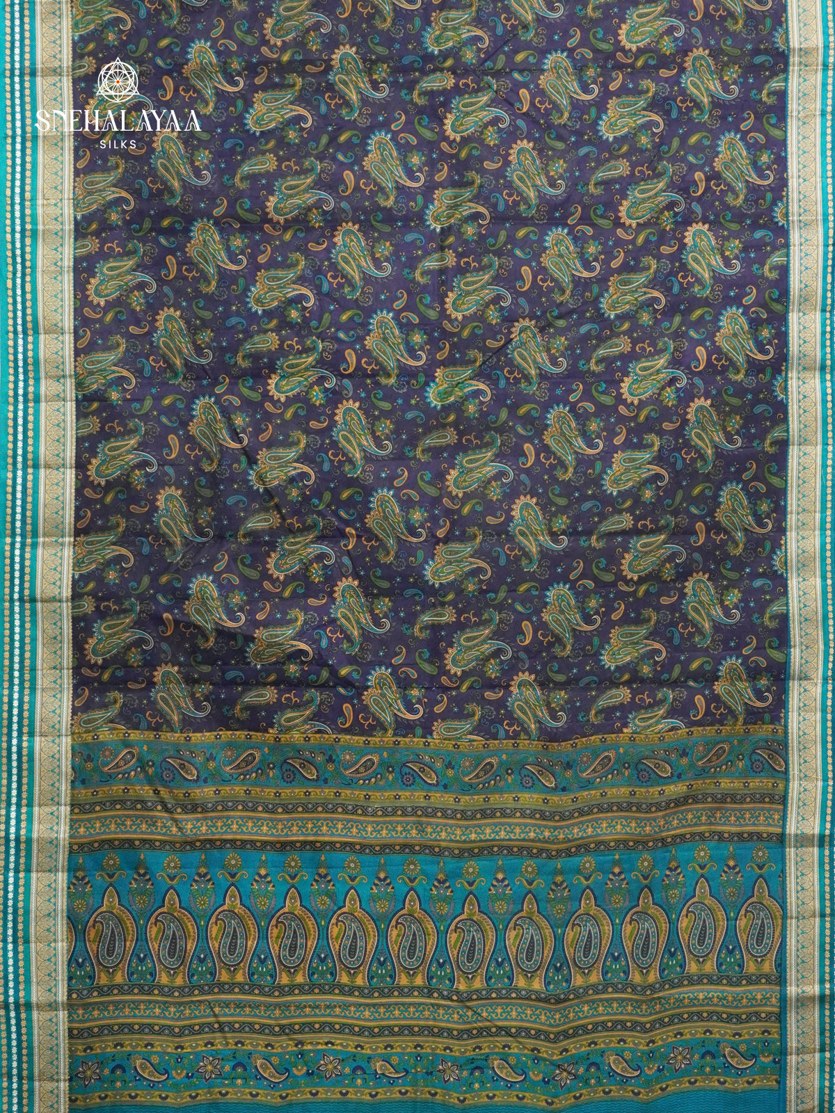 Navy Blue Printed Saree