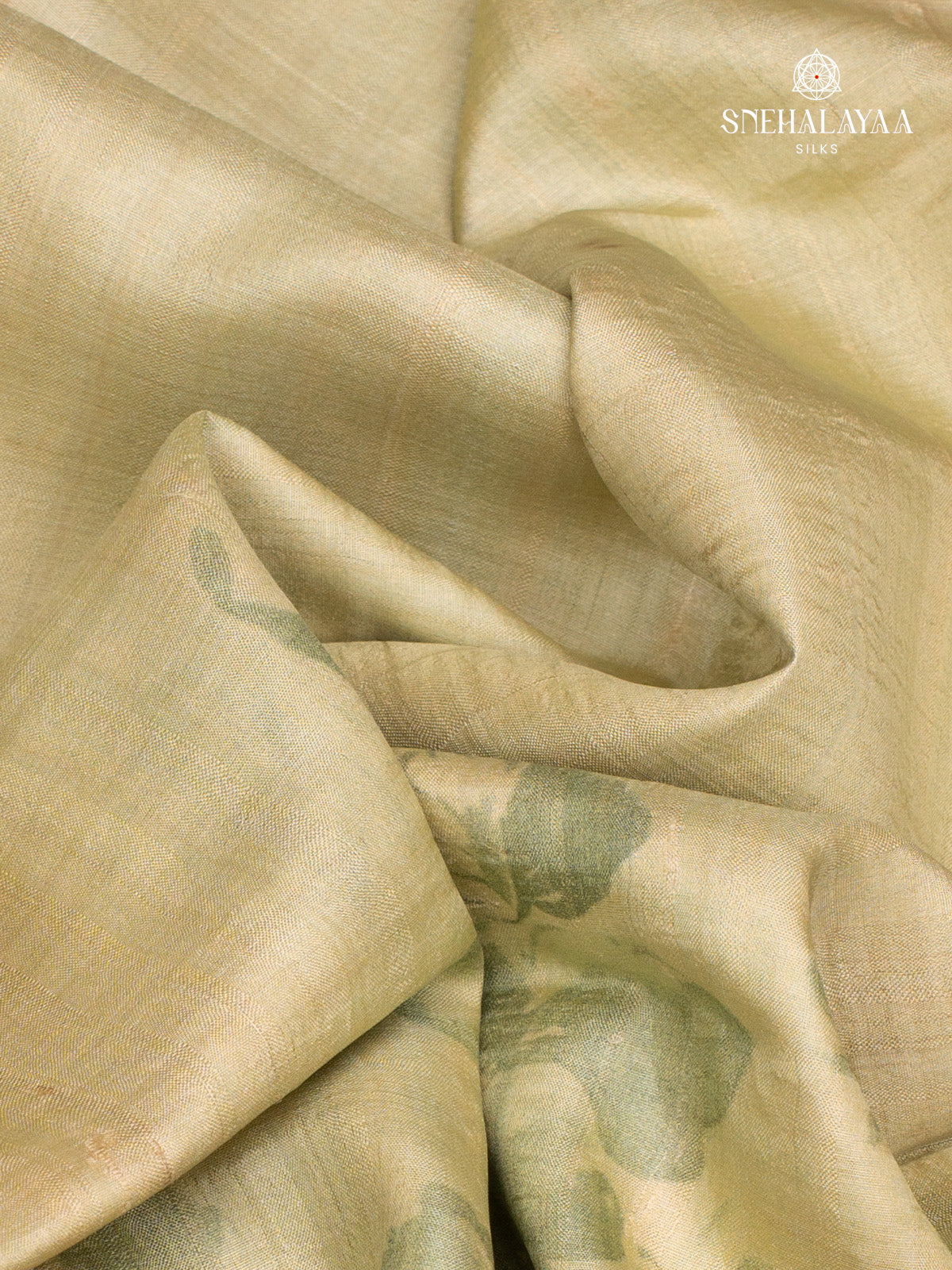 beige Printed Tussar Saree