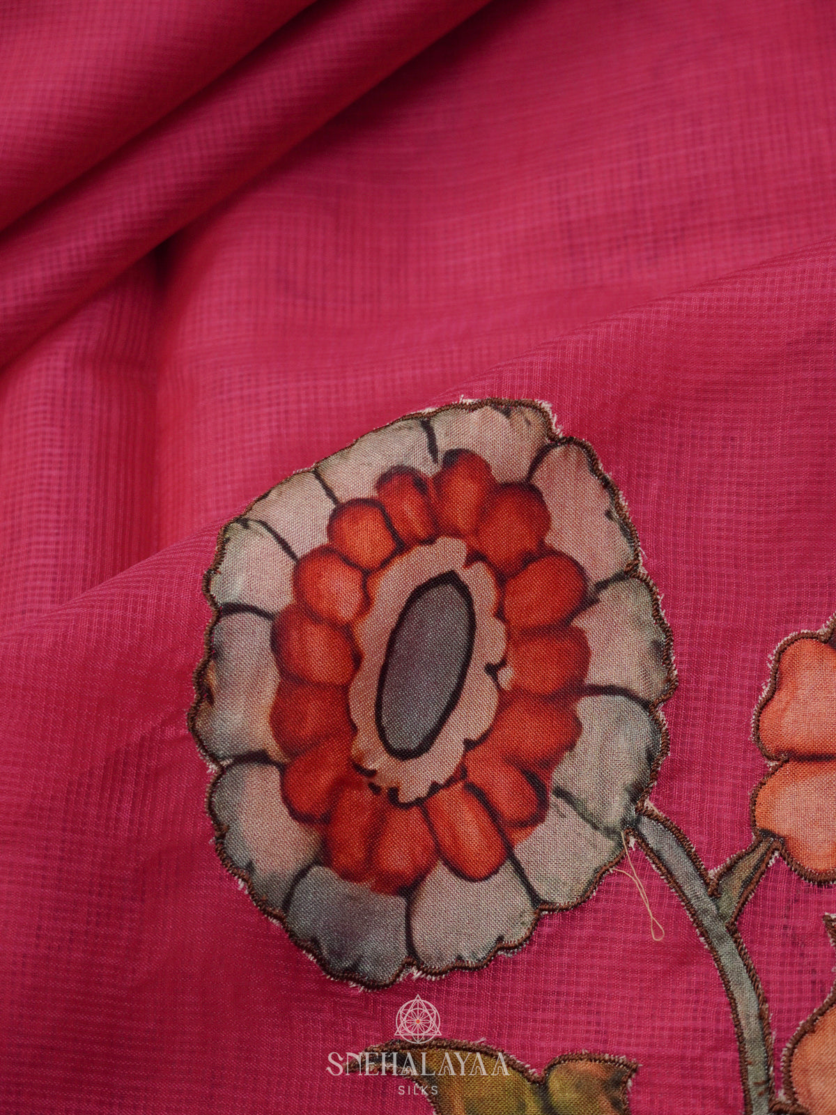 Pink Kota Embroidery Saree