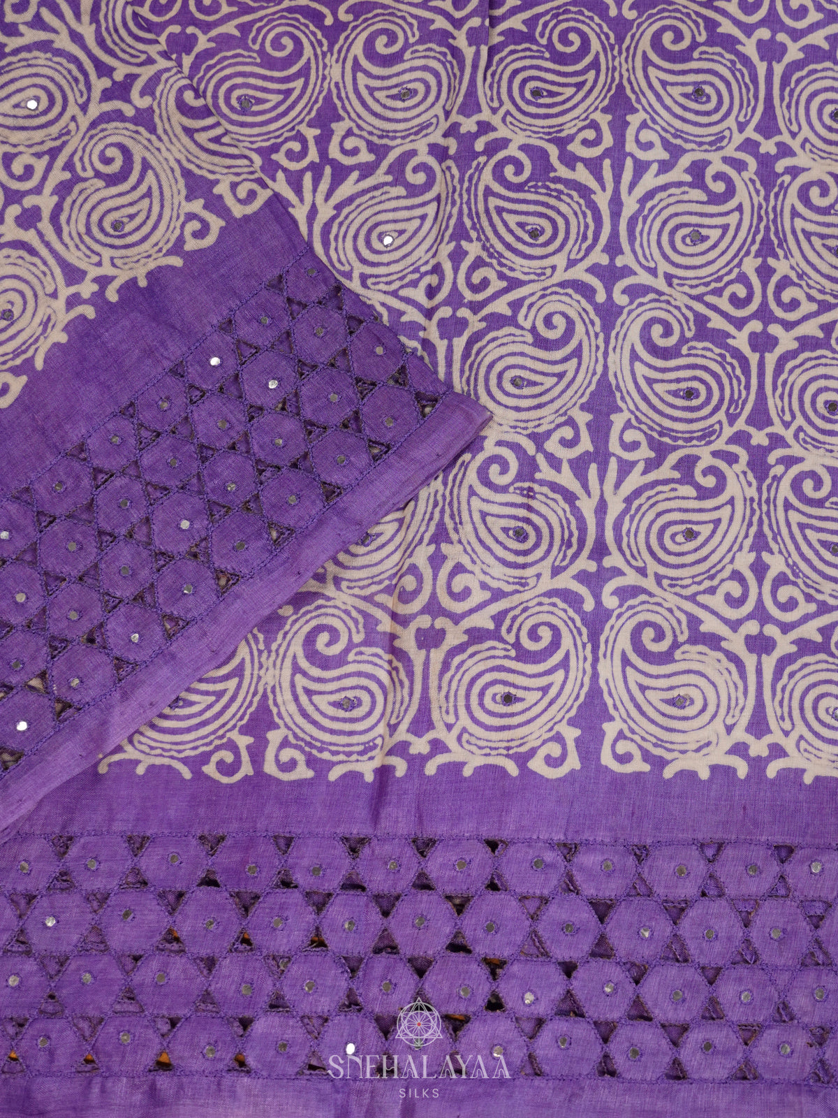 Purple Tussar Embroidery Saree