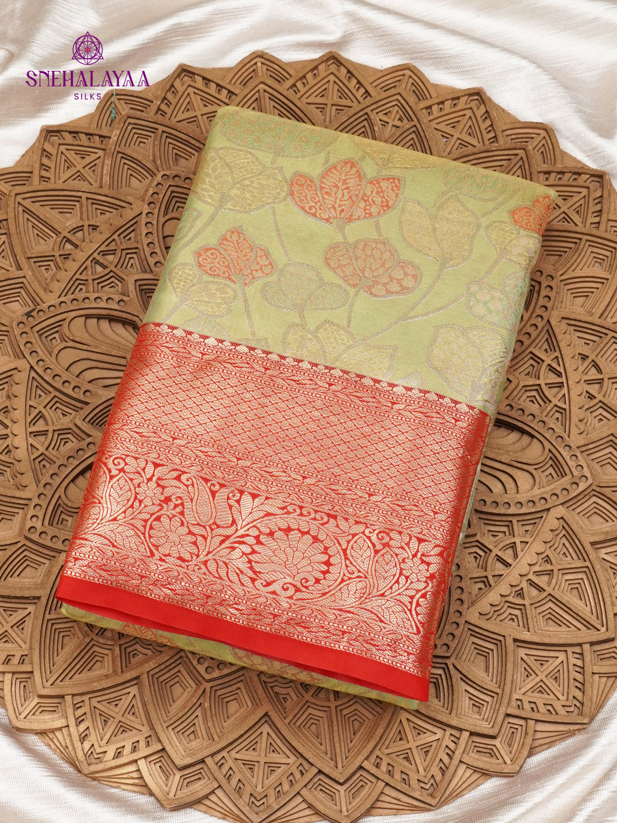 Olive Green Art Silk Saree