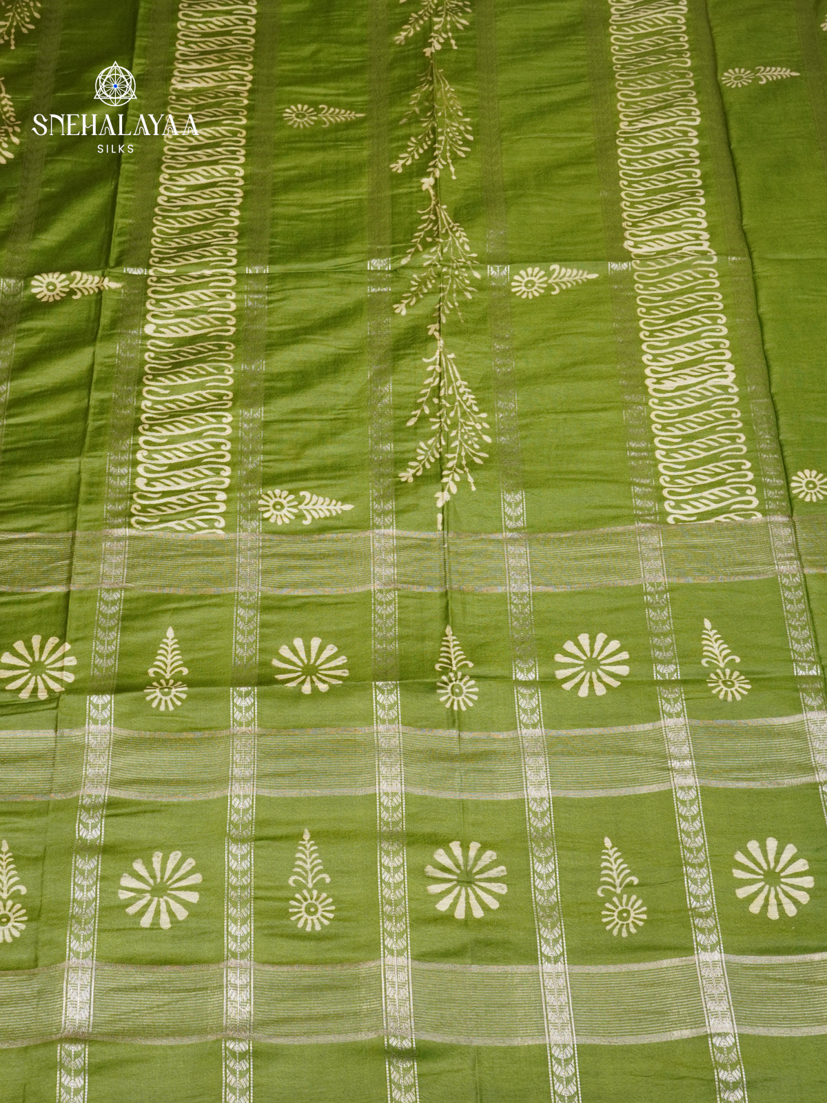 Olive Green Bamboo Silk Saree