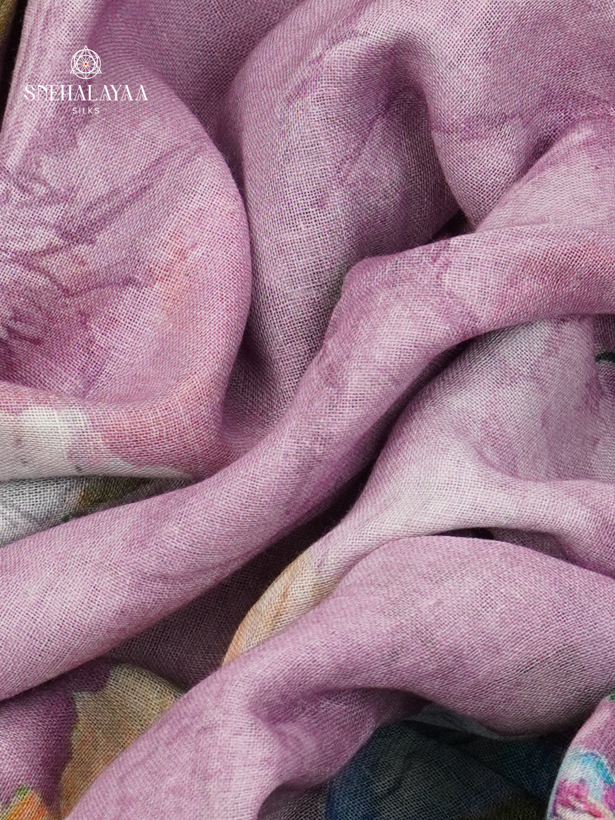 Purple Printed Linen Cotton Saree