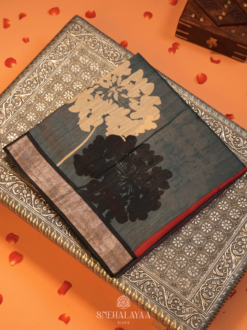 Grey Munga Tussar Saree