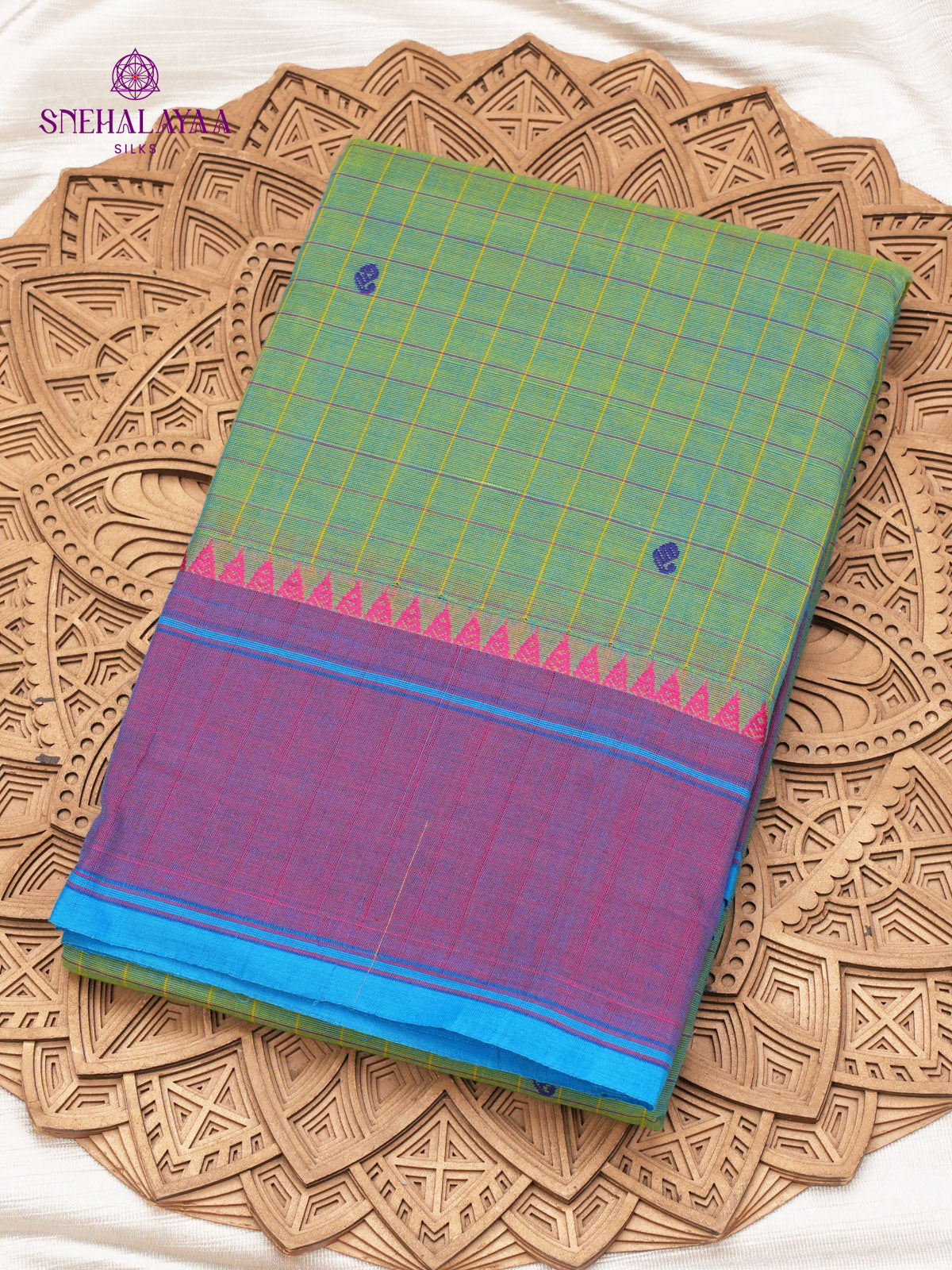 Teal Green Chettinad Cotton Saree