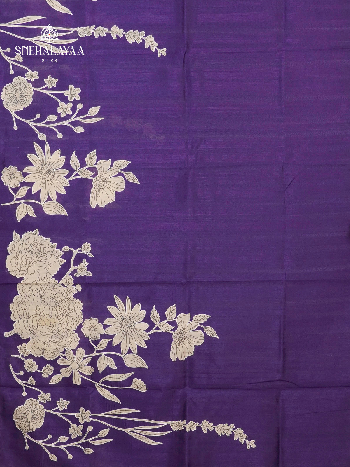 Navy Blue Raw Silk Embroidery Saree