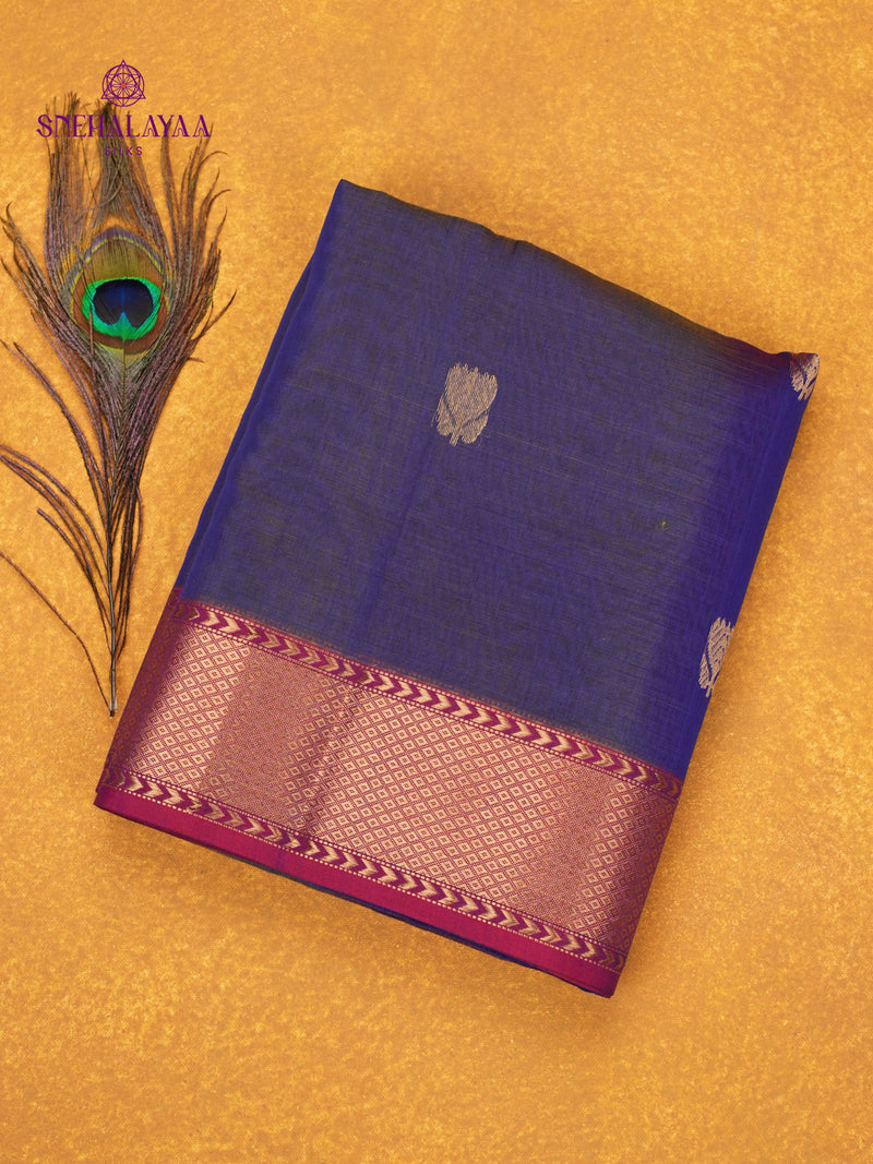 Blue Maheshwari Silk Cotton Saree