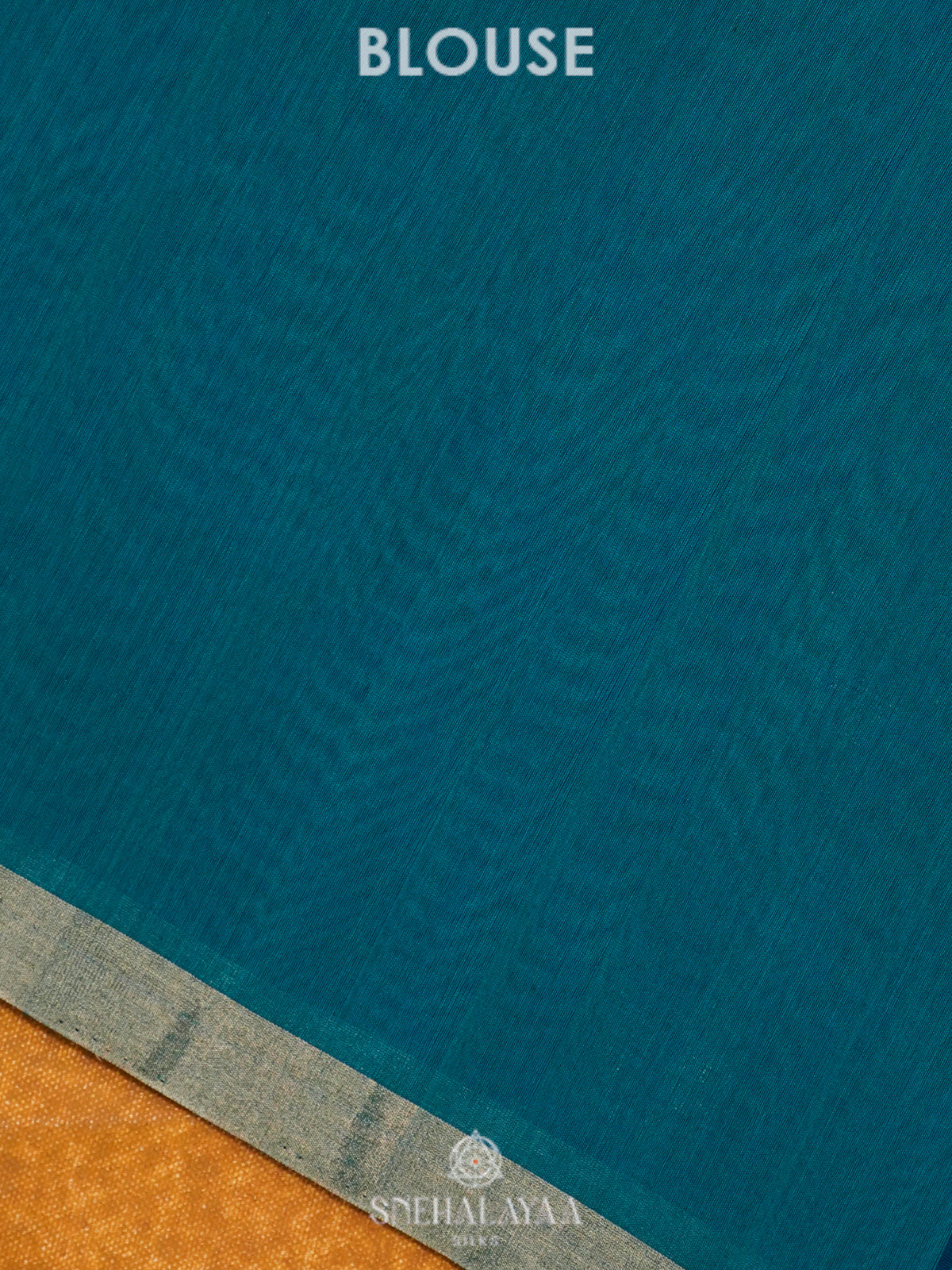 Peacock Blue Kora Silk Cotton Saree