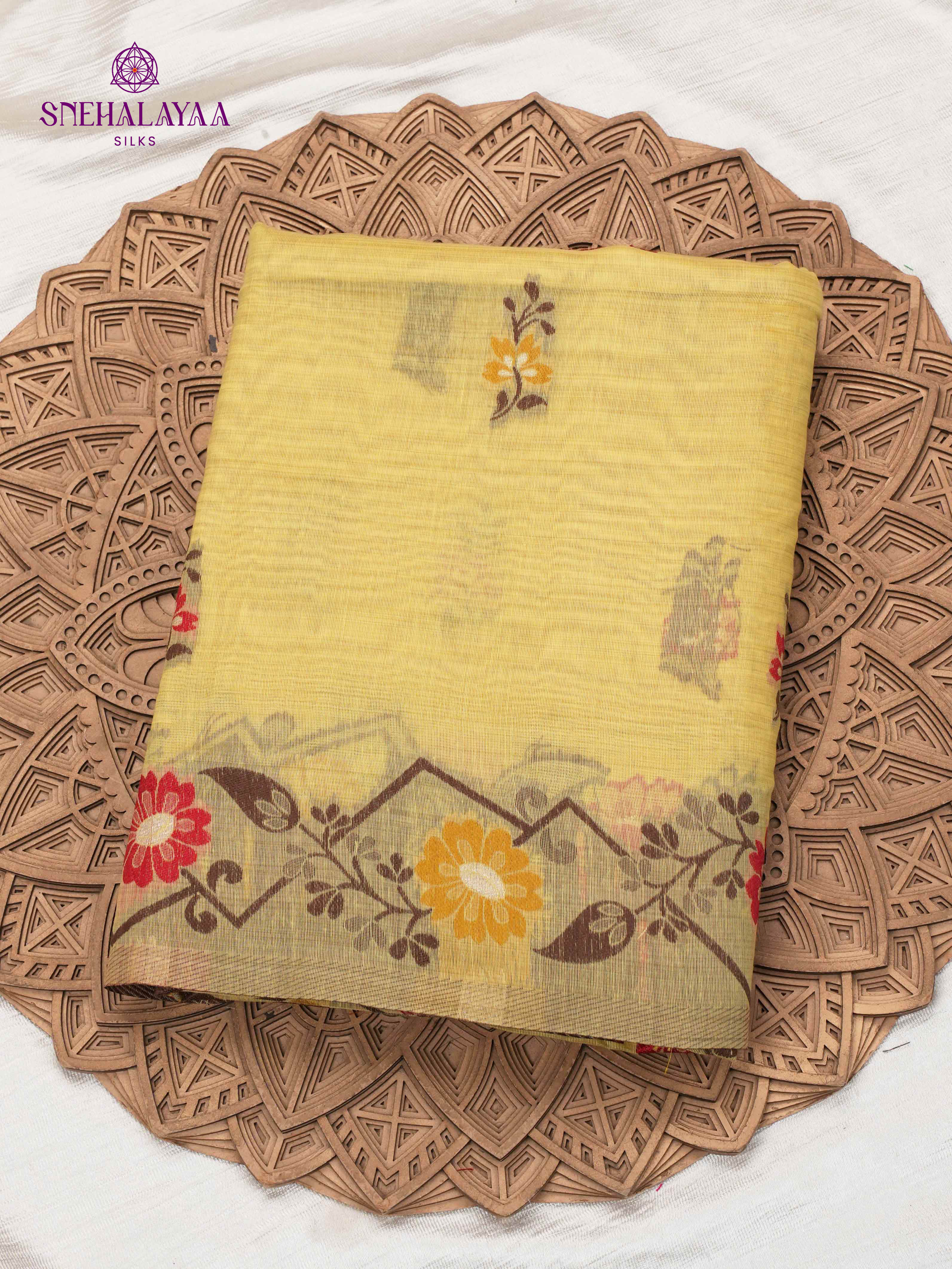 Pastel Yellow Munga Cotton Saree