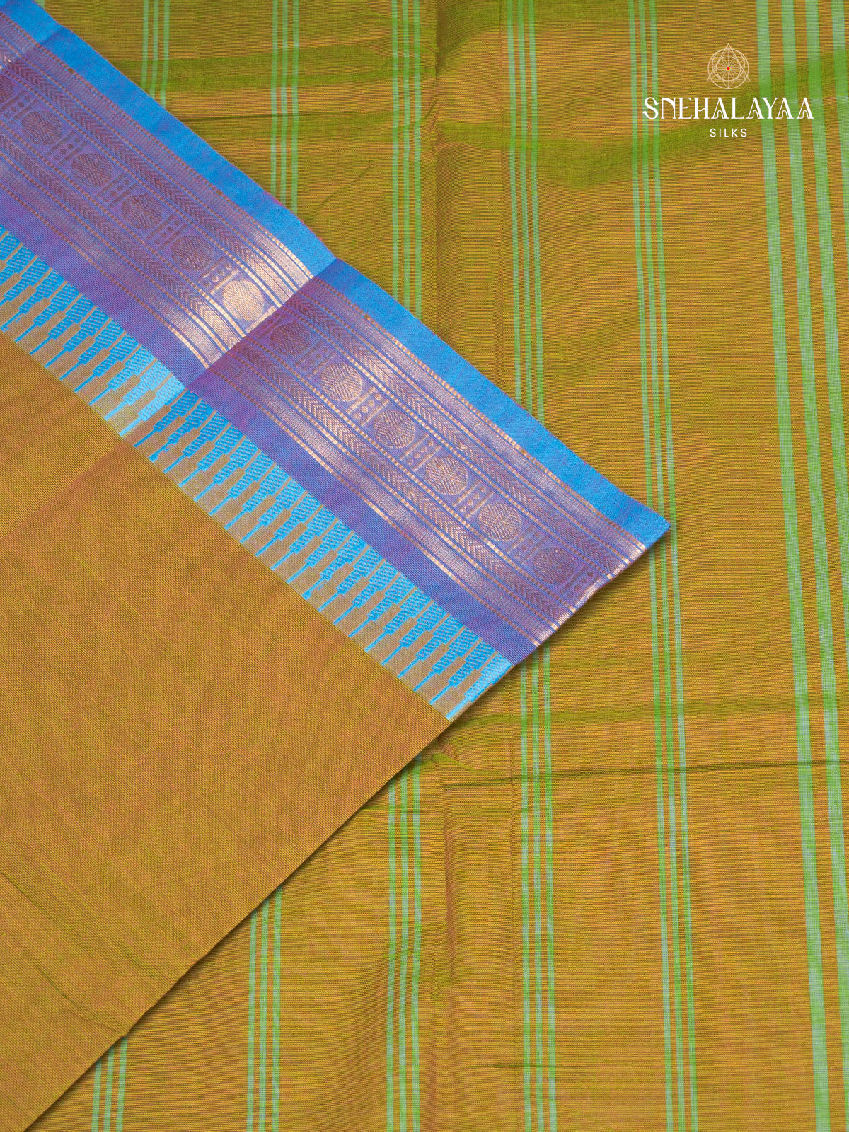 Olive Green Chettinad Cotton Saree