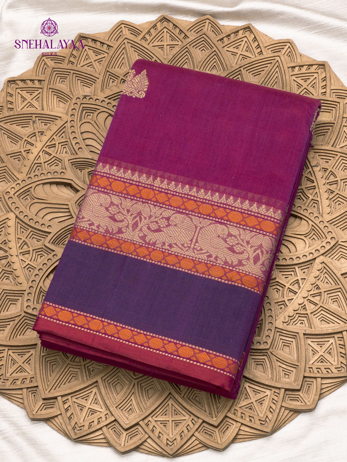 Burgundy Pure Kanchi Cotton Saree