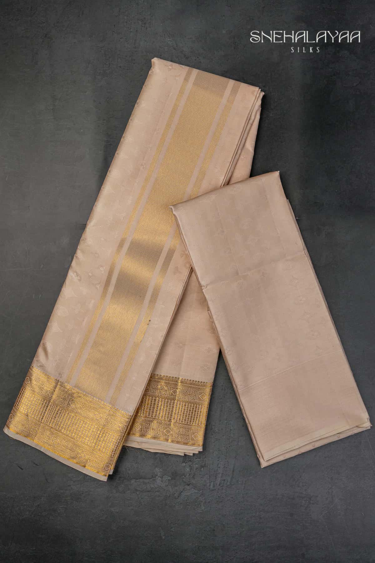 Light Peach Silk Dhoti Set