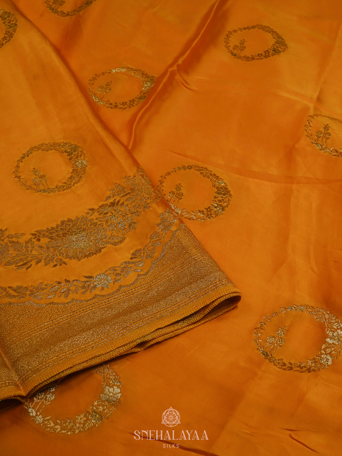 Mustard Banaras Silk Saree