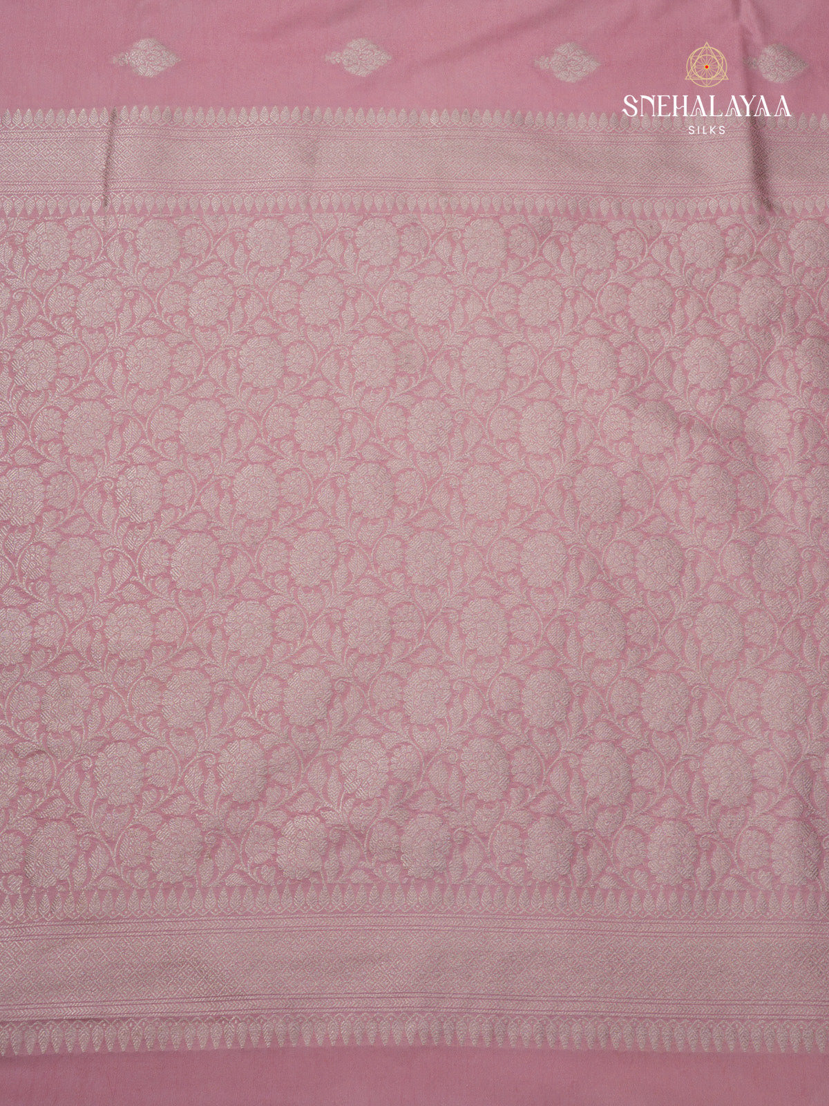 Pale Pink Satin Banaras Saree