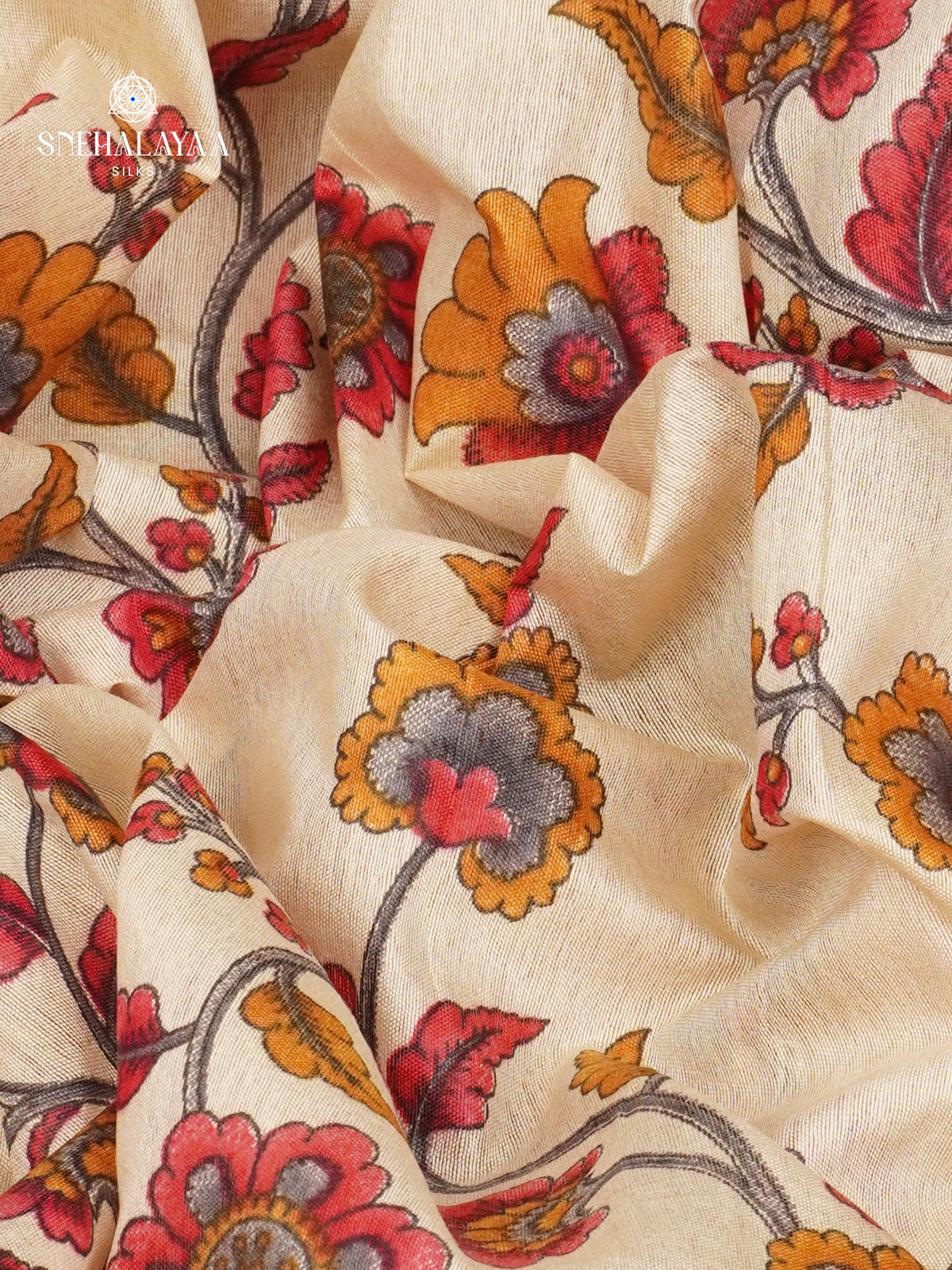 Cream Bamboo Silk Saree