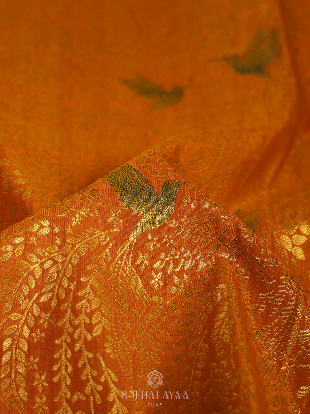 Orange Art Silk Saree