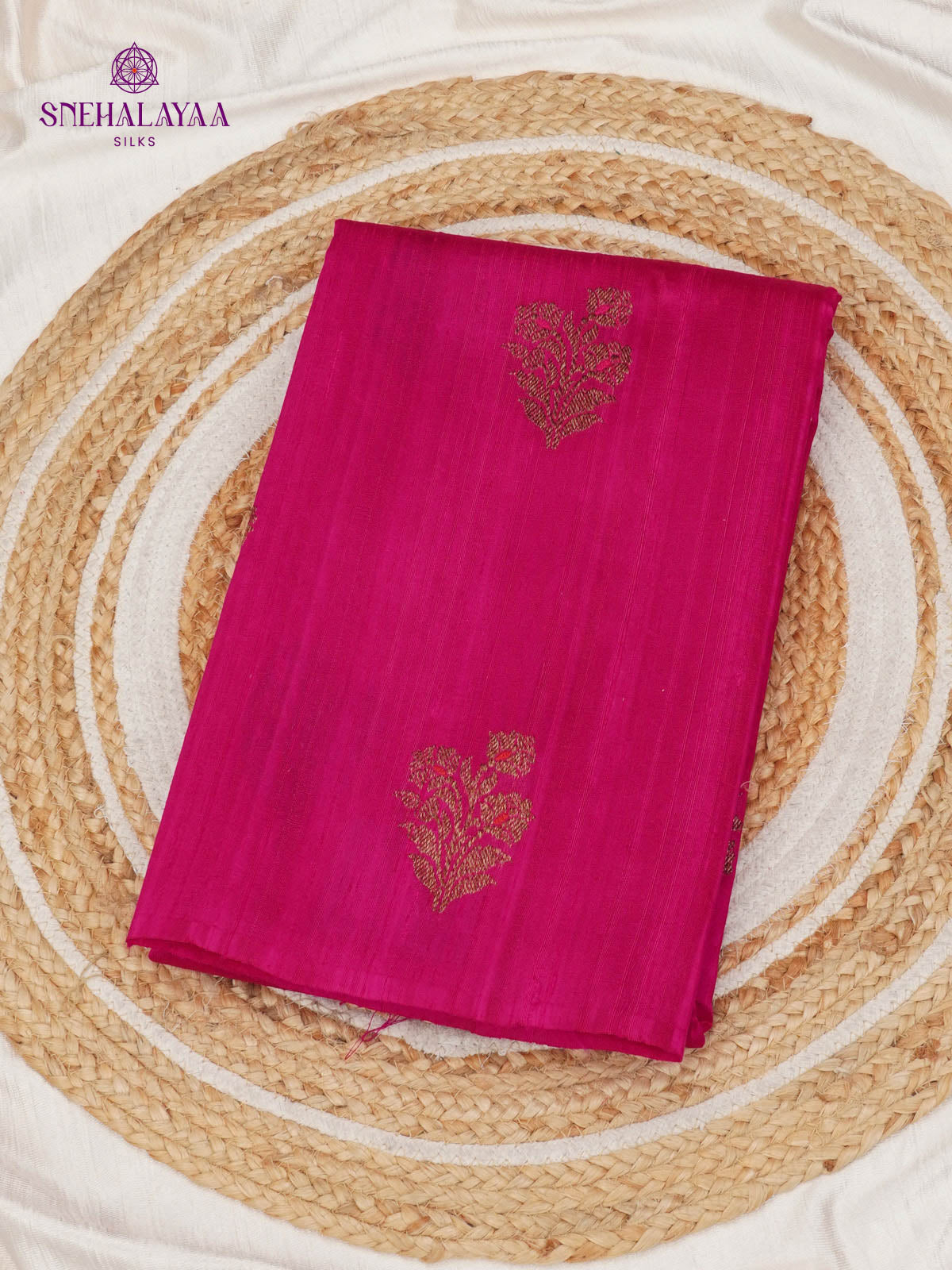 Rani Pink Banaras Raw Silk Saree