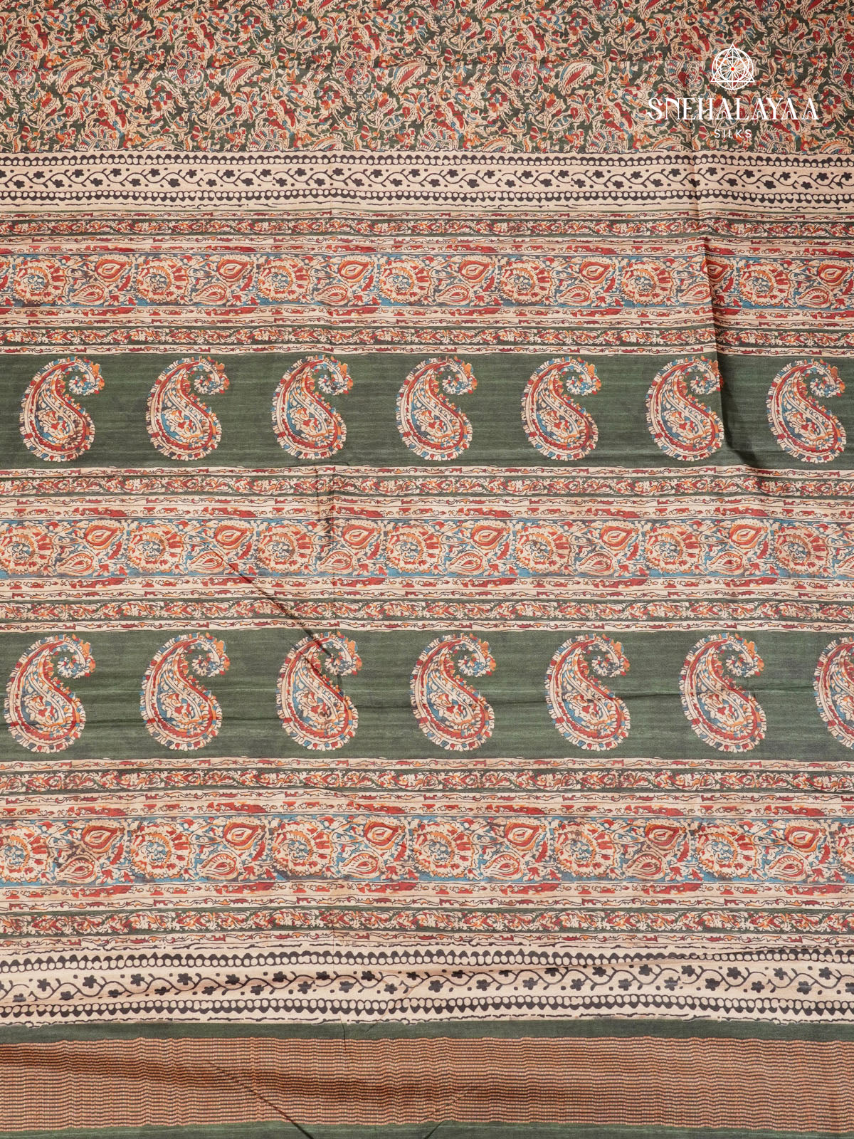 Olive Green Tussar Saree