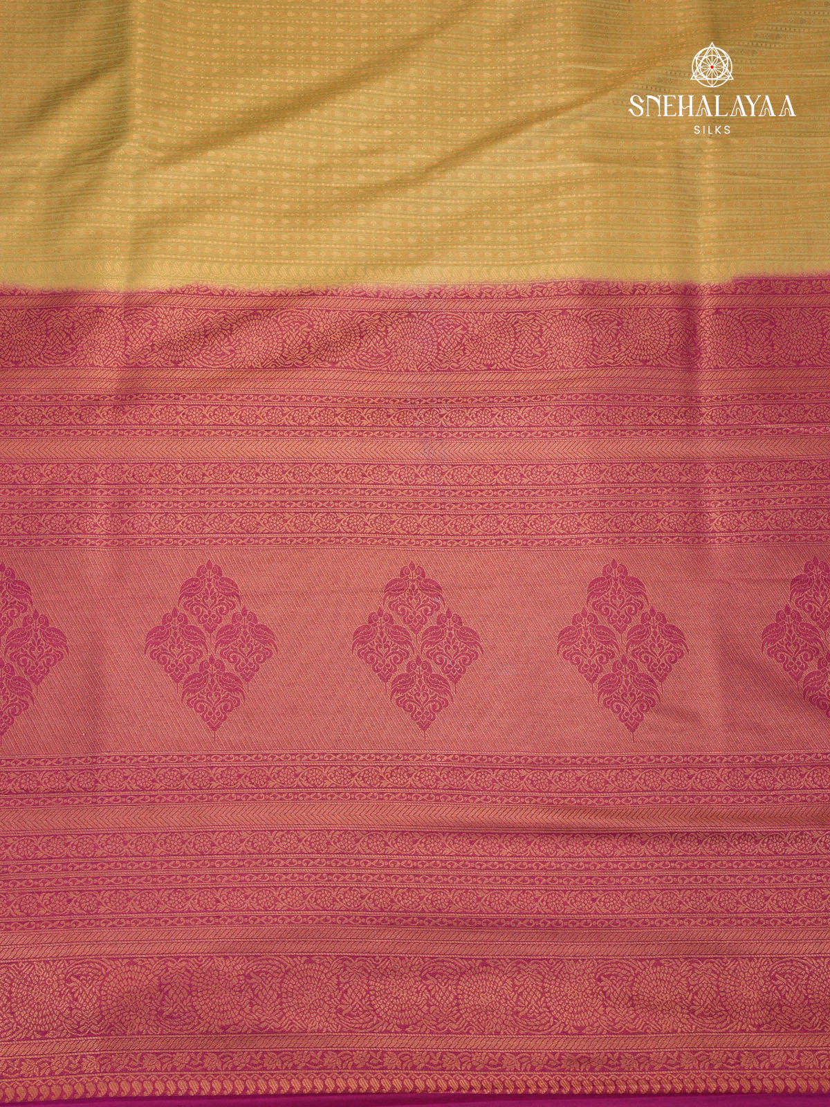 Lime Gold Soft Silk Saree